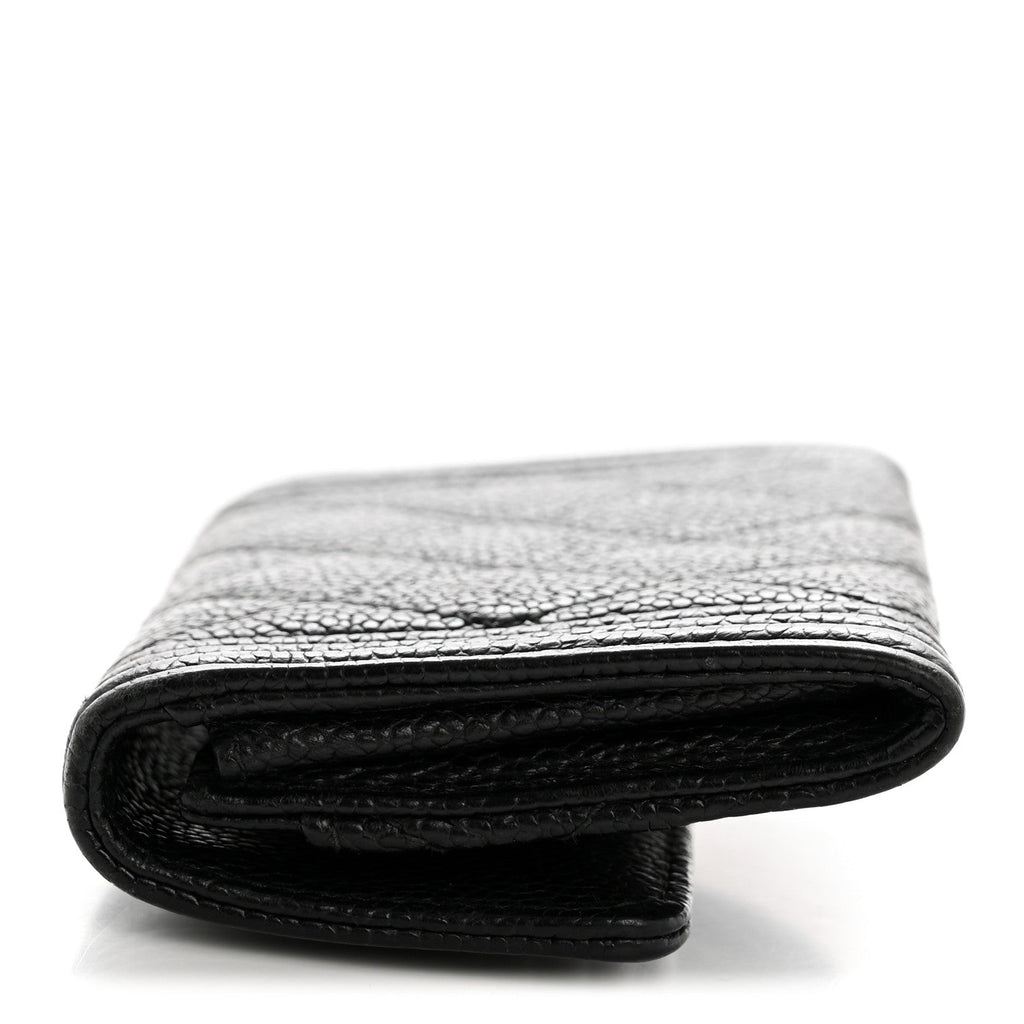 Caviar Quilted Boy Flap Card Holder Black