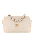 Chanel Lambskin Quilted Logo Strap Flap White