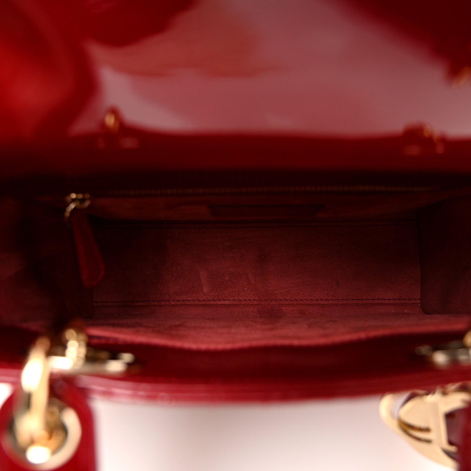 Christian Dior Patent Cannage Small Lady Dior Cherry Red
