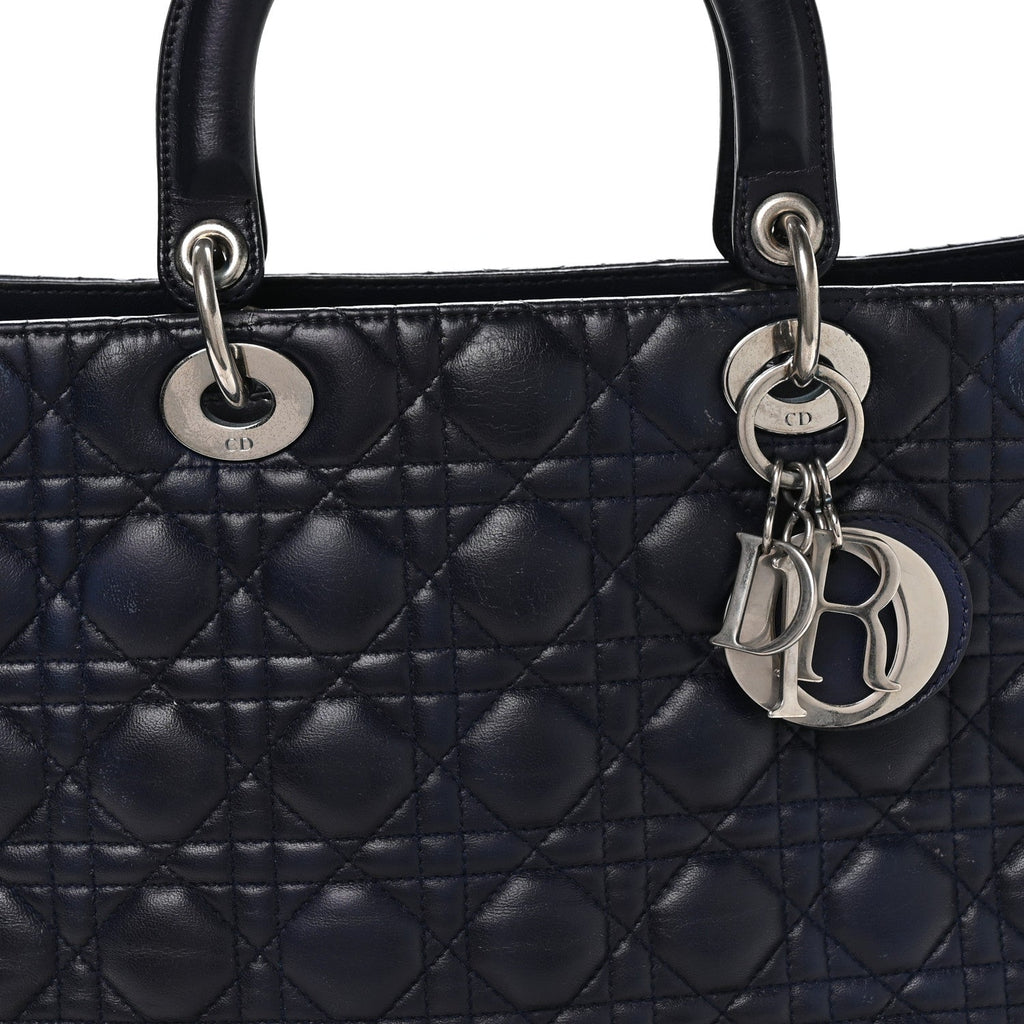 Christian Dior Lambskin Cannage Large Lady Dior Royal Blue