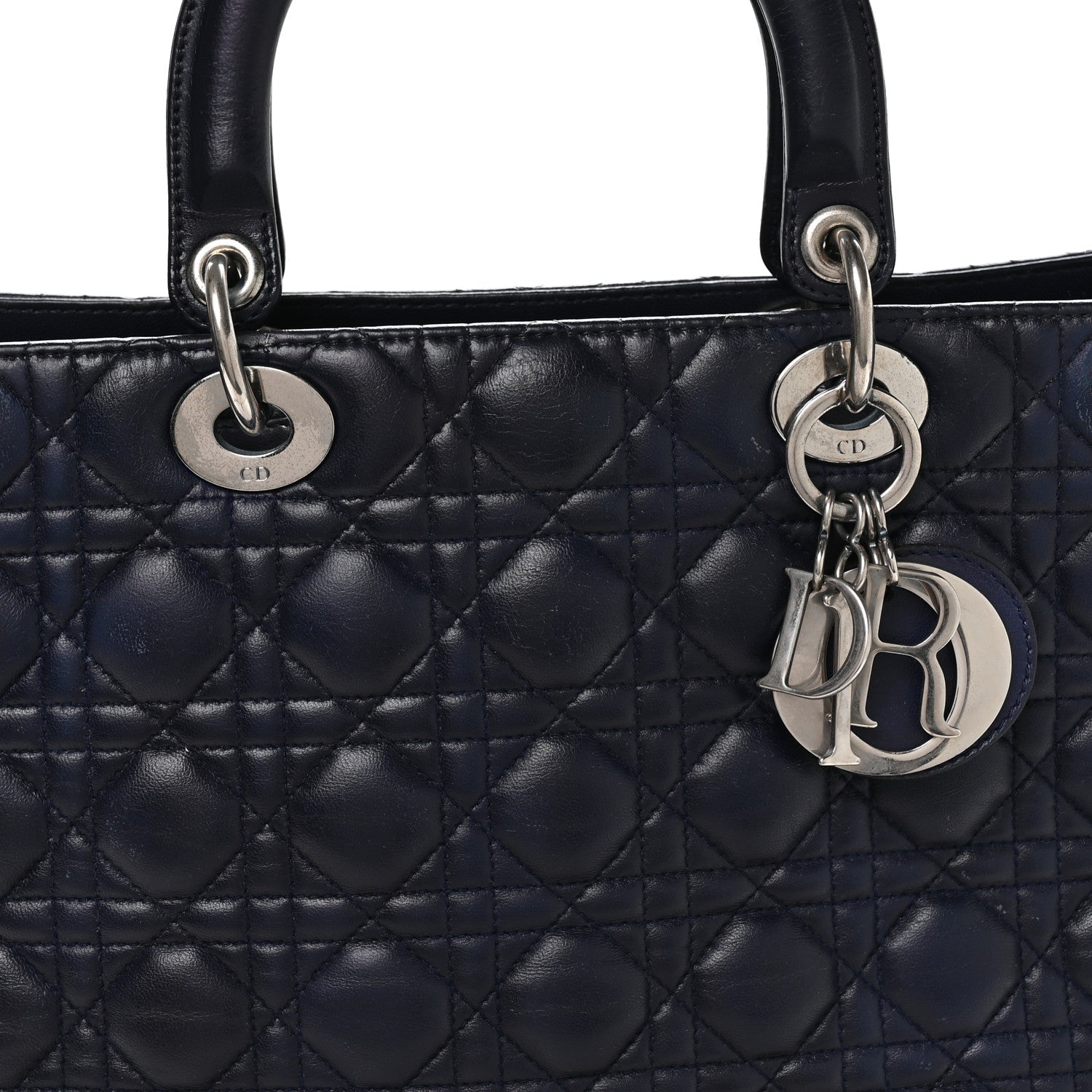 Christian Dior Lambskin Cannage Large Lady Dior Royal Blue