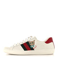 Gucci Calfskin Cat Embroidered Mens Ace Sneakers 12 White Green