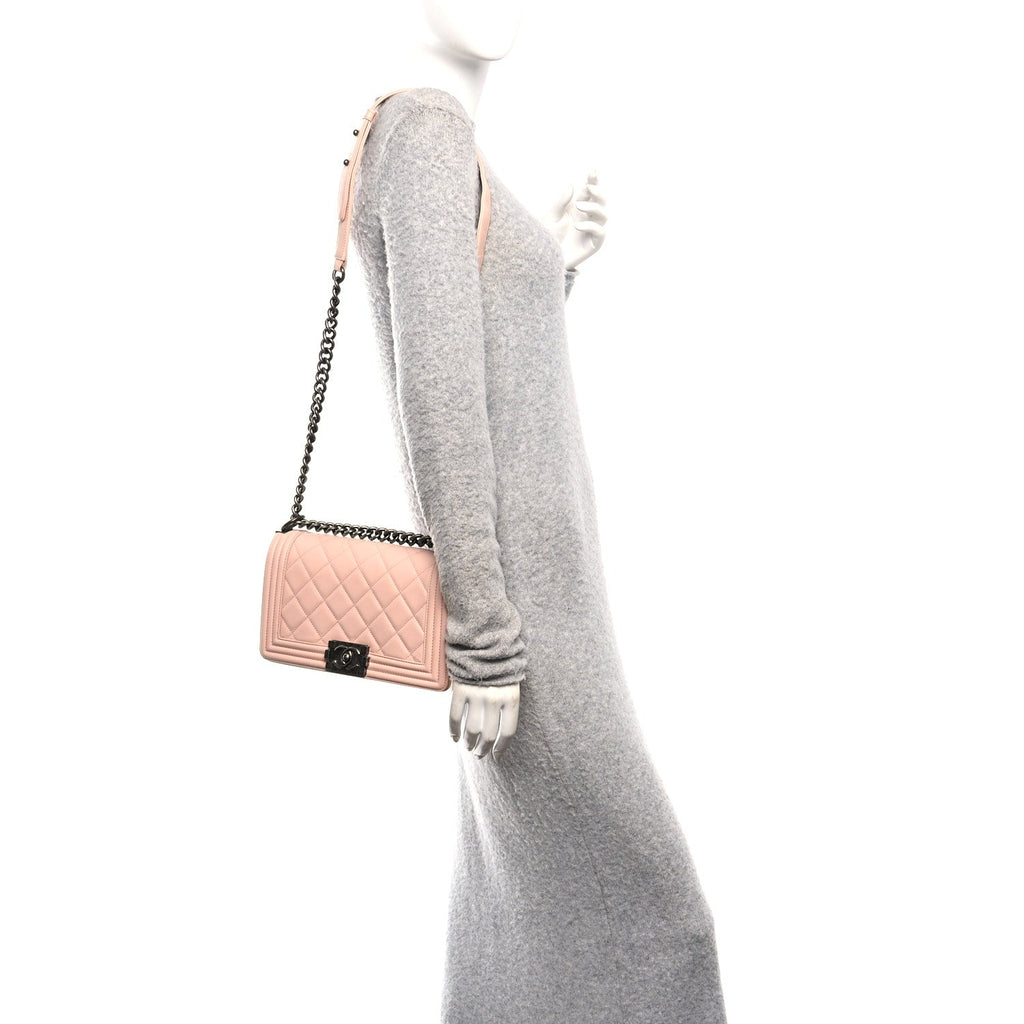 Chanel Lambskin Quilted Medium Boy Flap Light Pink