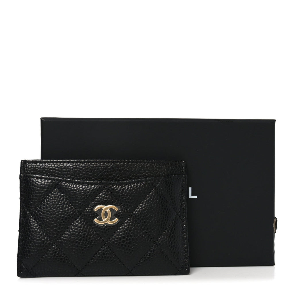 Caviar Quilted Card Holder Black