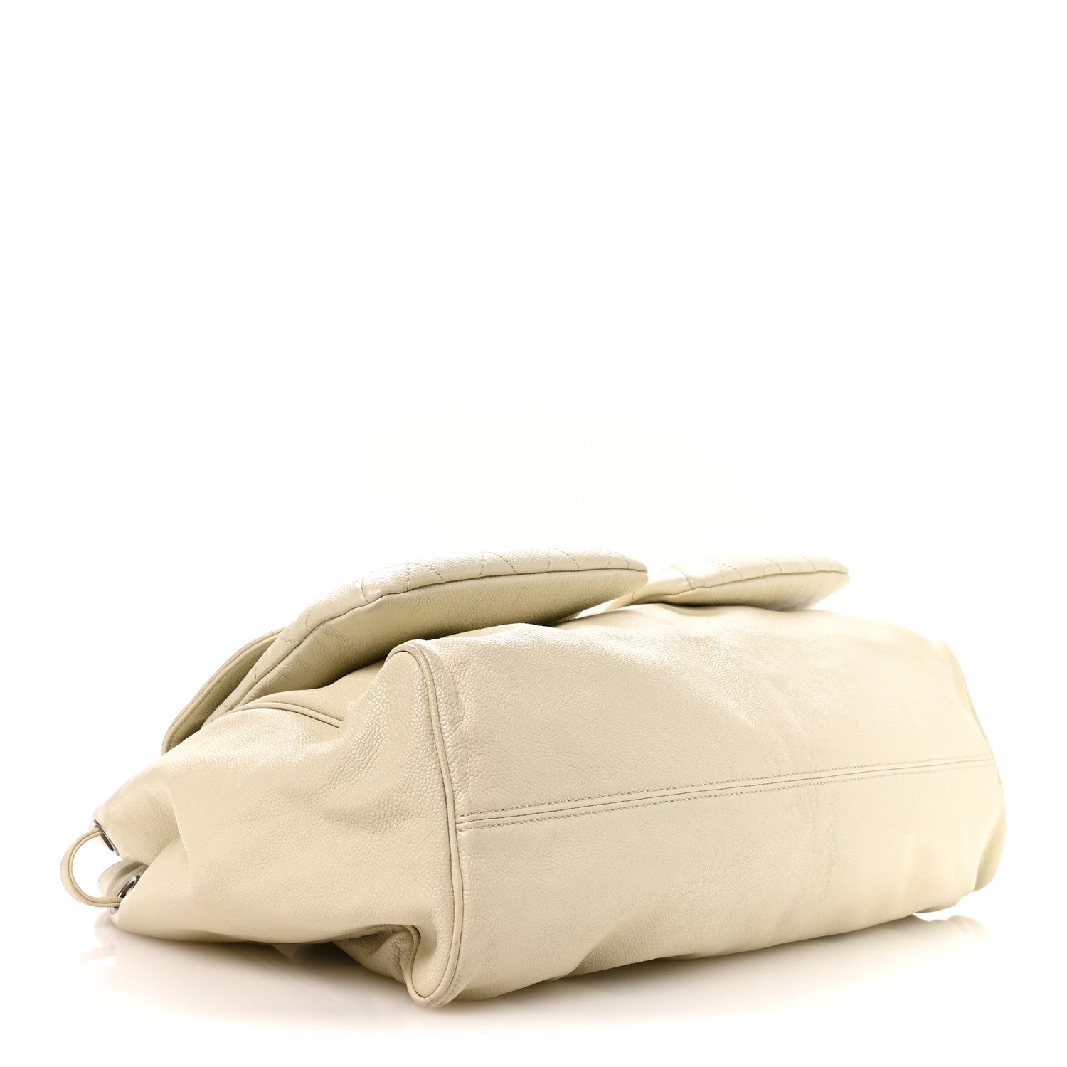 Chanel Glazed Caviar Reissue Double Pocket In the City Tote White