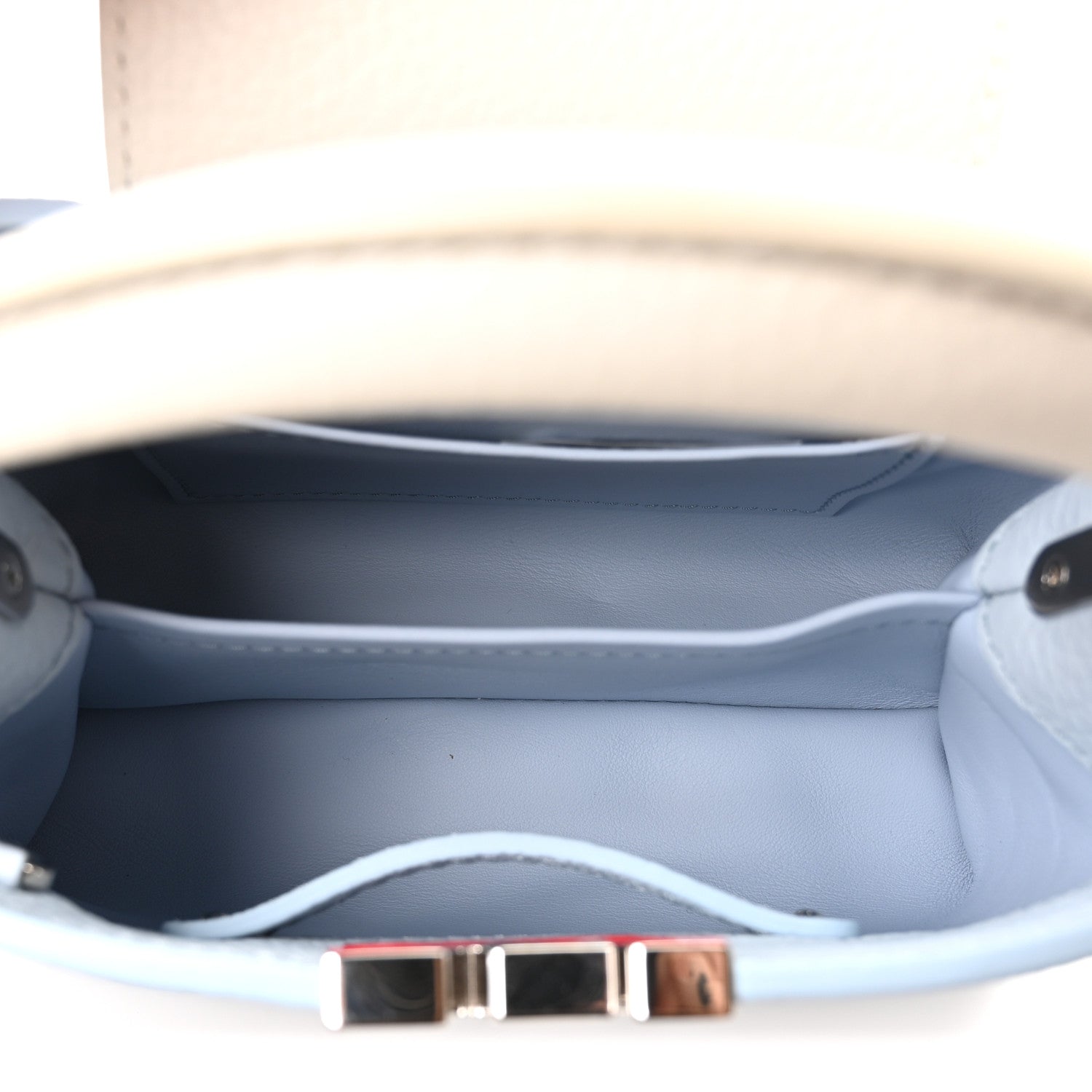Louis Vuitton Taurillon Capucines Mini Light Blue White Red