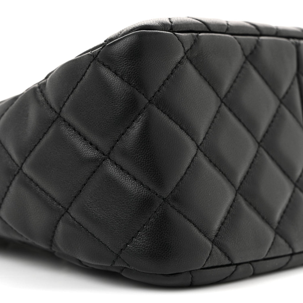 Chanel Lambskin Quilted Small Pearl Crush Hobo Black