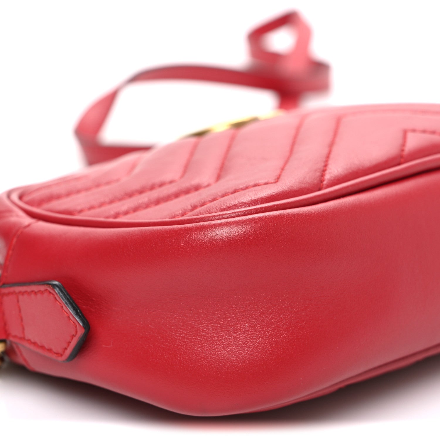 Gucci Calfskin Matelasse Mini GG Marmont Chain Shoulder Bag Hibiscus Red