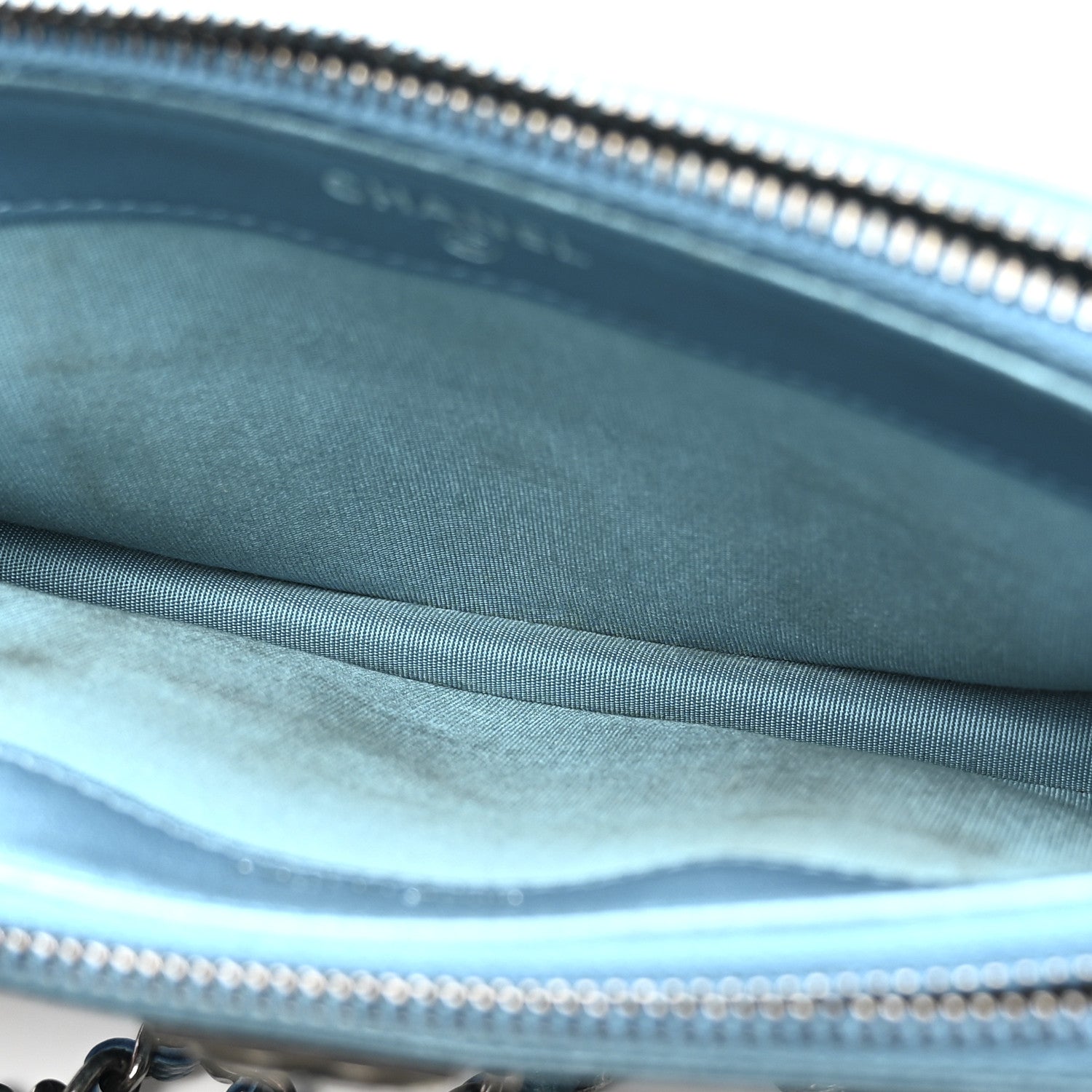 Chanel Metallic Caviar Quilted Small Boy Clutch With Chain Turquoise