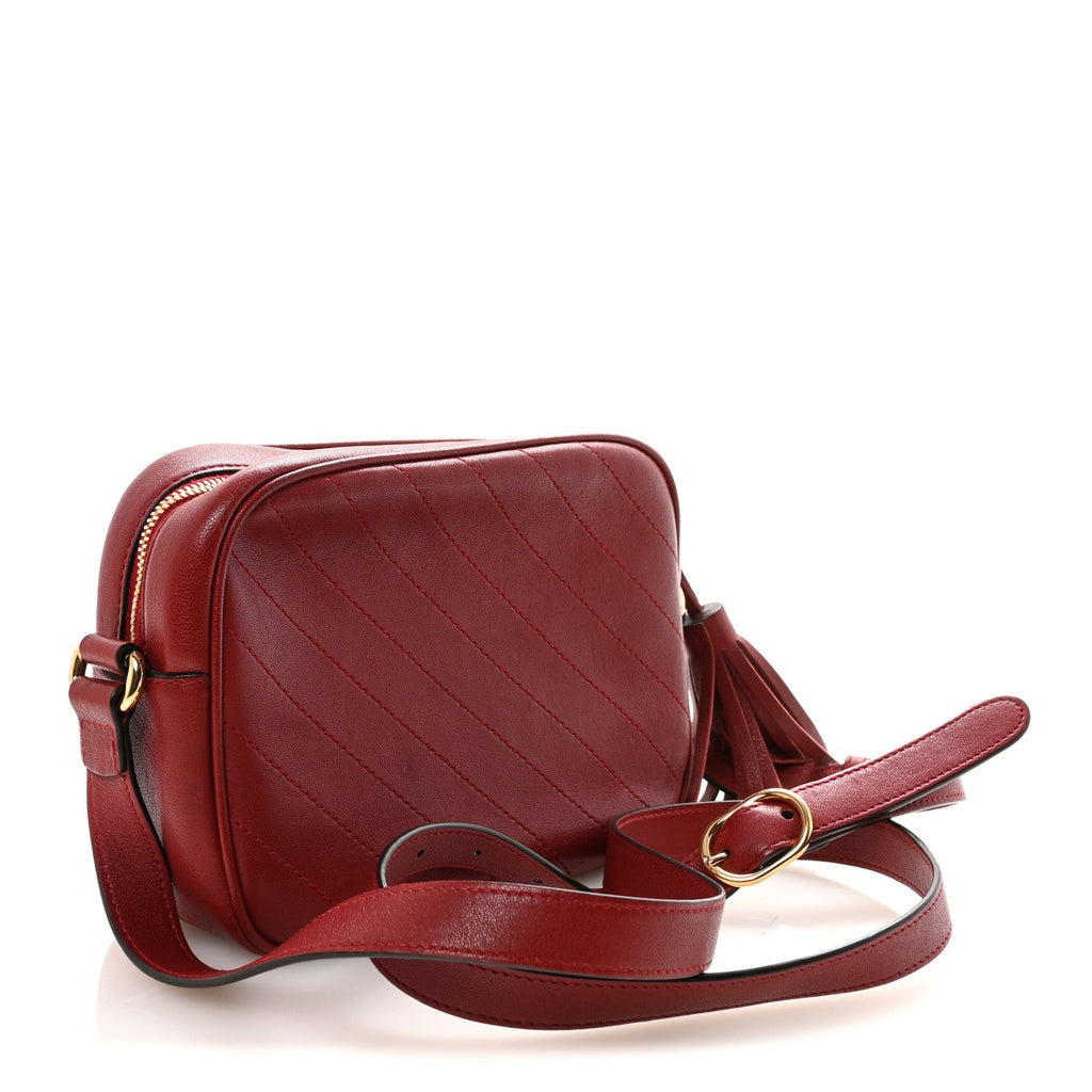 Gucci Sakai Be Green Calfskin Diagonal Stitched Small Blondie Shoulder Bag Rosso