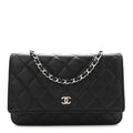 Chanel Lambskin Quilted Wallet On Chain WOC Black