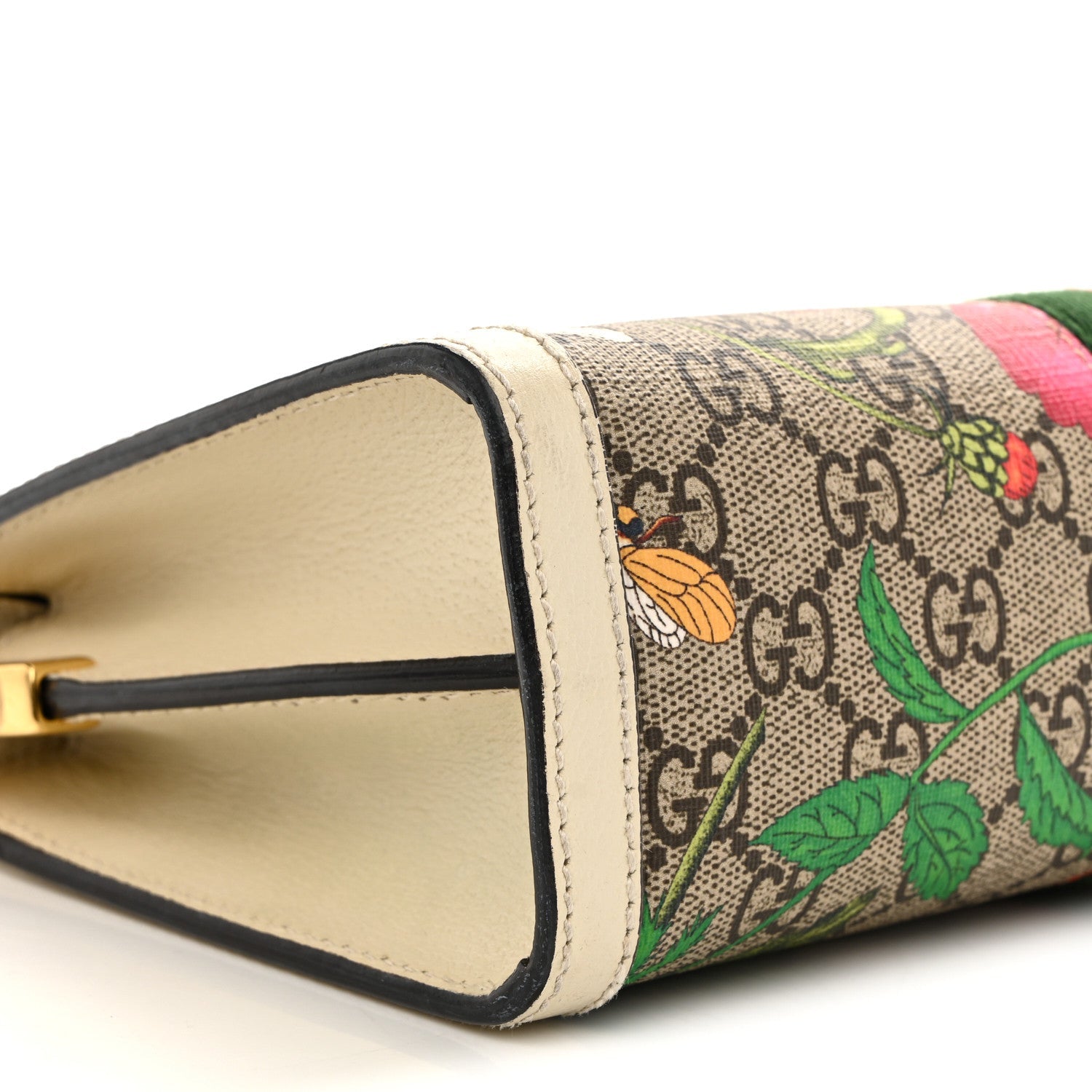 Gucci GG Supreme Monogram Flora Web Small Ophidia Chain Shoulder Bag White
