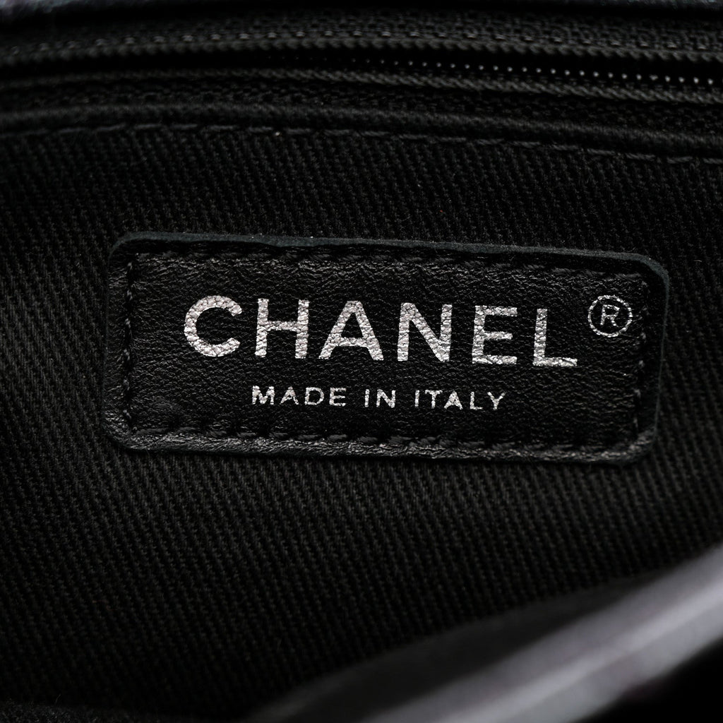 Chanel Iridescent Goatskin Quilted Small Double Carry Waist Chain Flap Purple