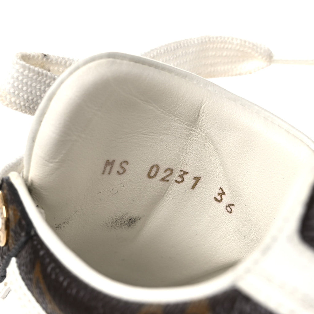 Louis Vuitton Calfskin Embossed Monogram Time Out Sneakers 36 White