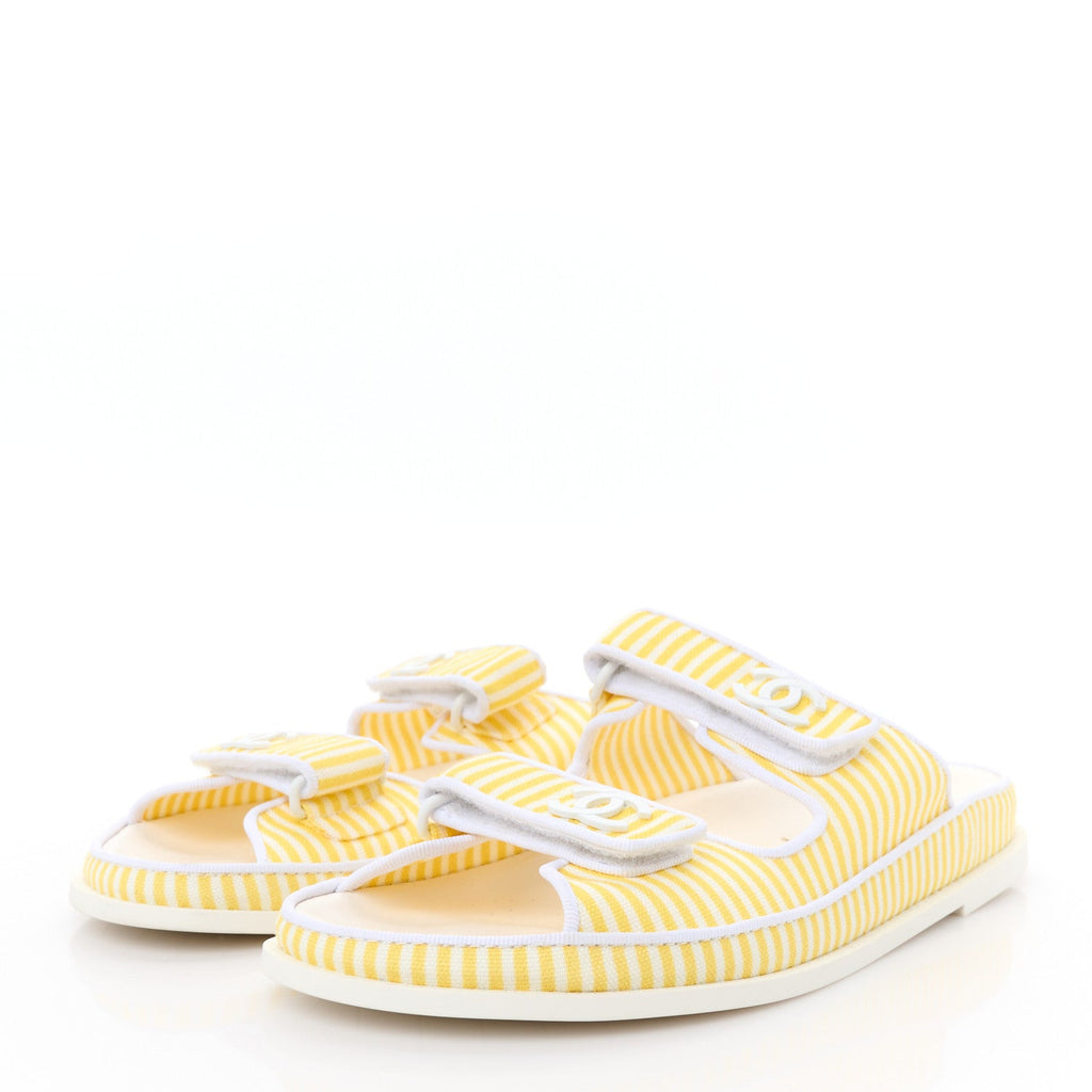 Printed Calfskin Velcro Dad Flat Mules 40 White Yellow