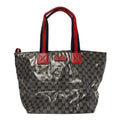 Gucci Crystal Monogram Large Web Handle Bucket Tote Red