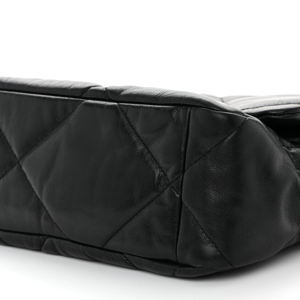 Chanel Shiny Goatskin Quilted Large Chanel 19 Flap Black