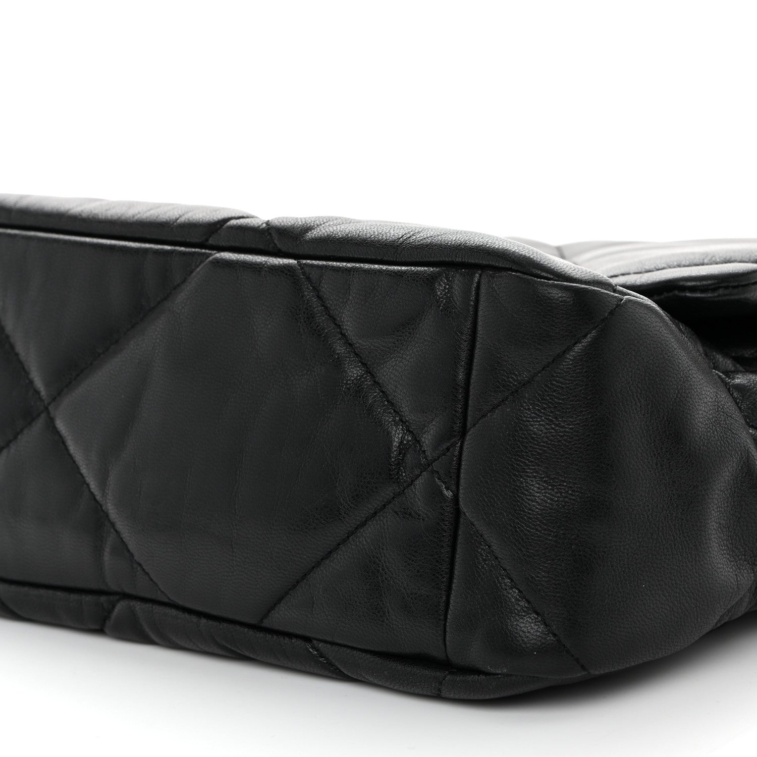 Chanel Shiny Goatskin Quilted Large Chanel 19 Flap Black