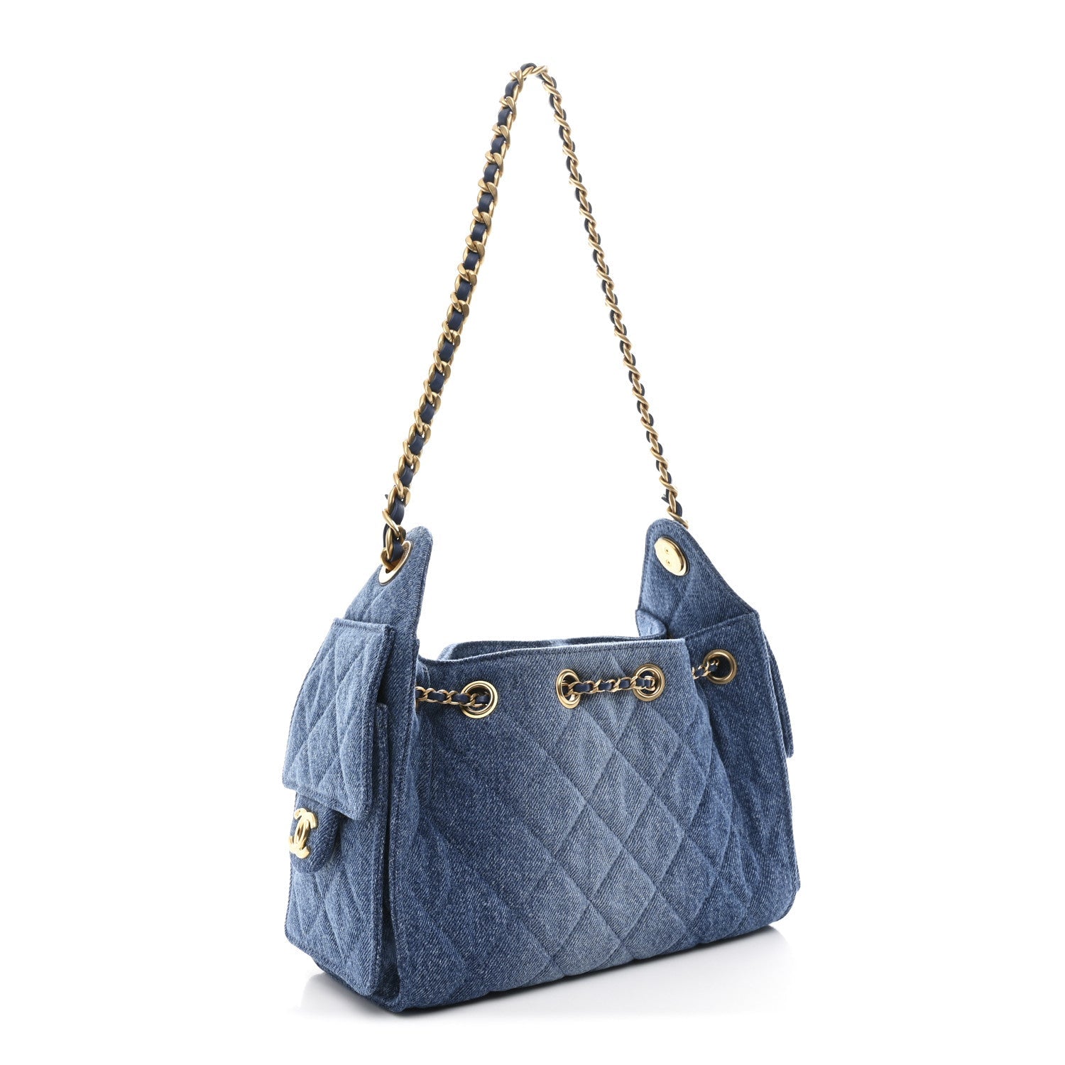 Chanel Washed Denim Quilted Mini Chanel 25 Handbag Blue