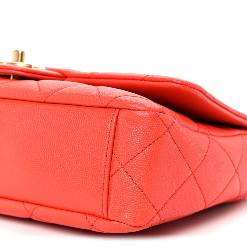 Chanel Caviar Quilted CC Melody Single Flap Orange