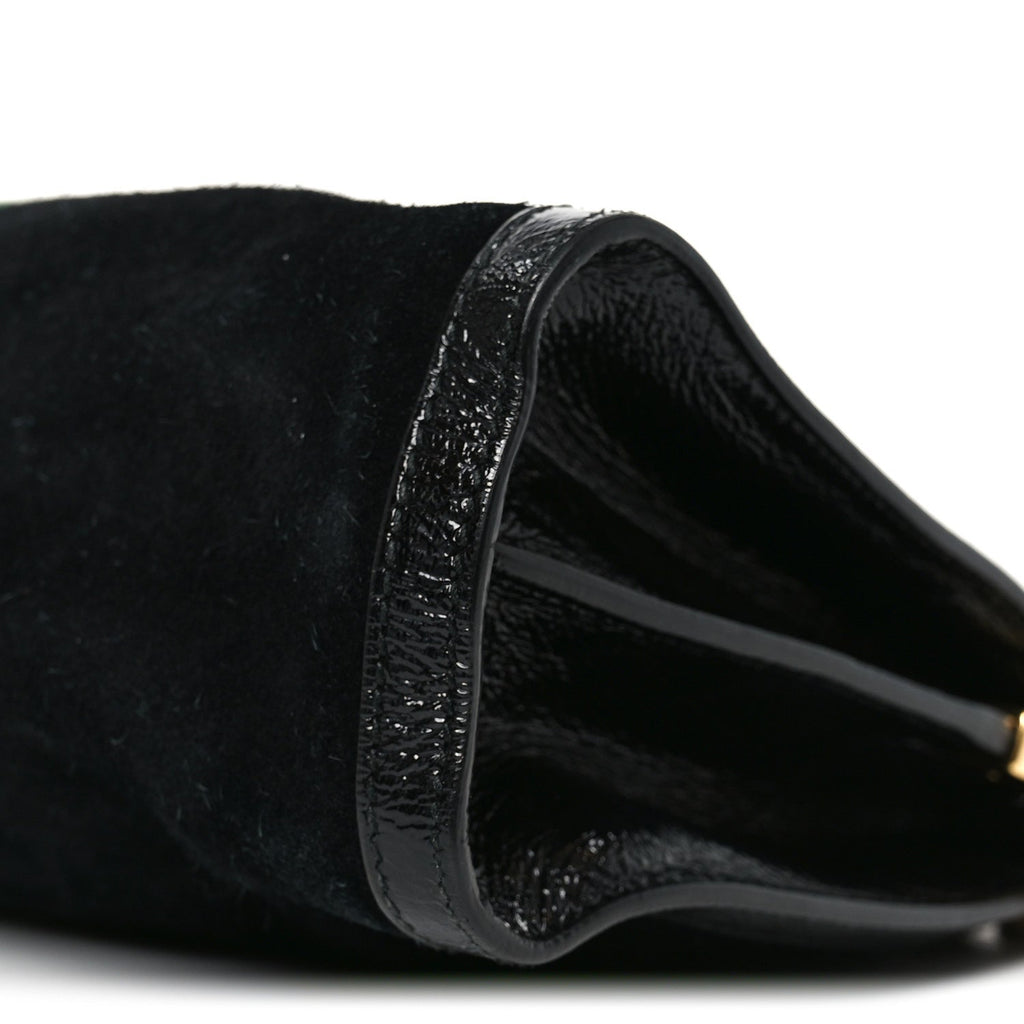 Gucci Suede Patent GG Web Medium Ophidia Chain Shoulder Bag Black