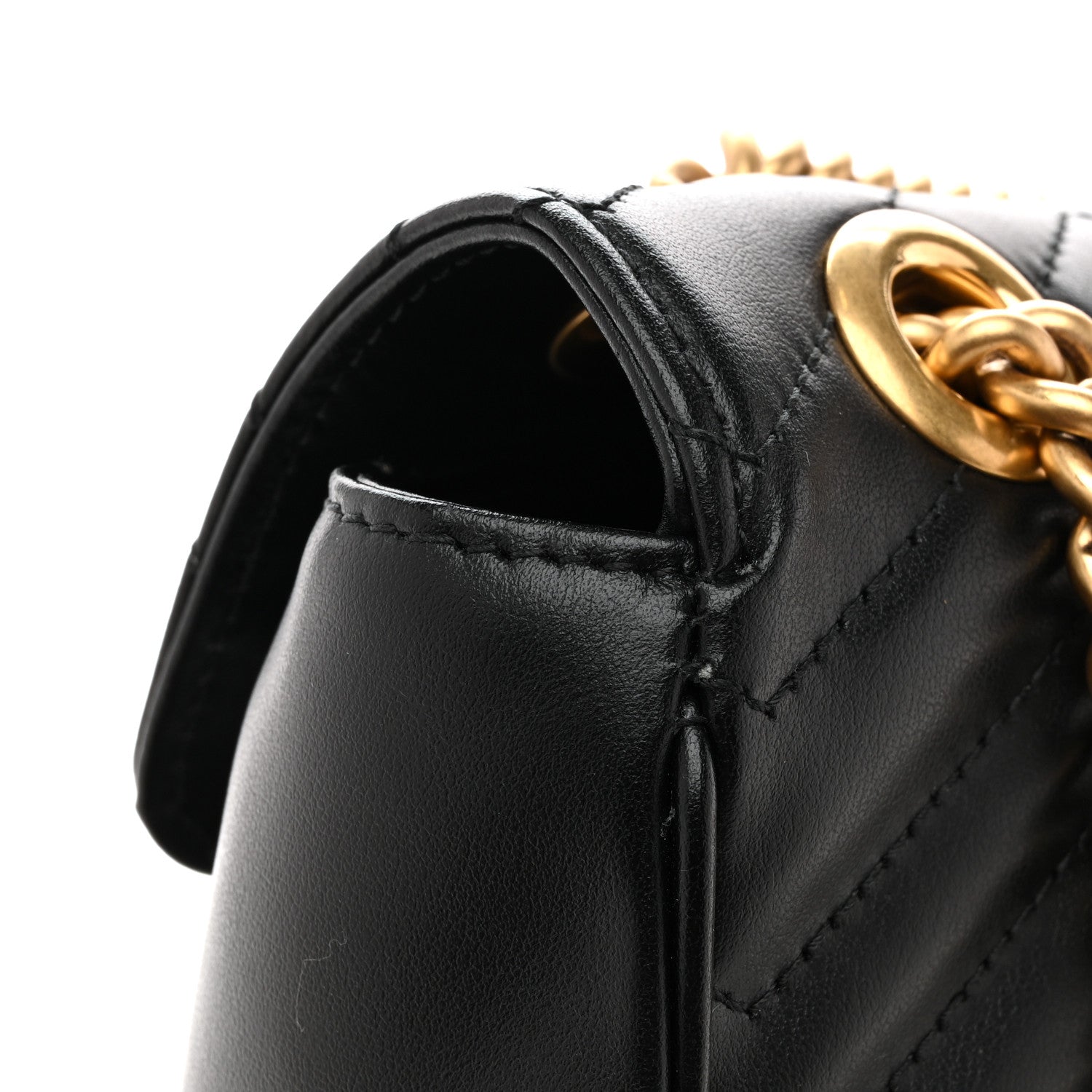 Gucci Calfskin Matelasse Small GG Marmont Shoulder Bag Black