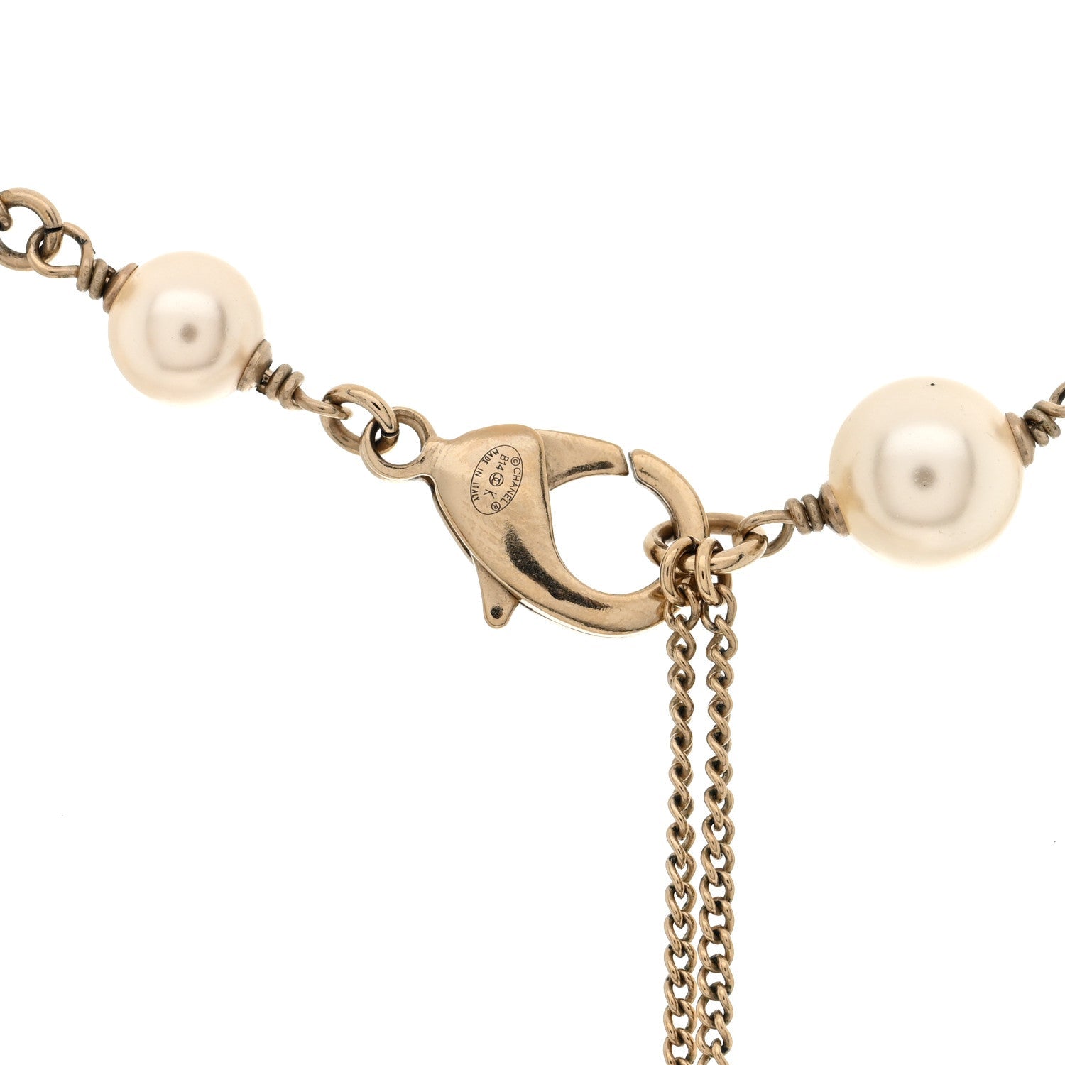 Iridescent Enamel Pearl CC Short Necklace Pink Gold