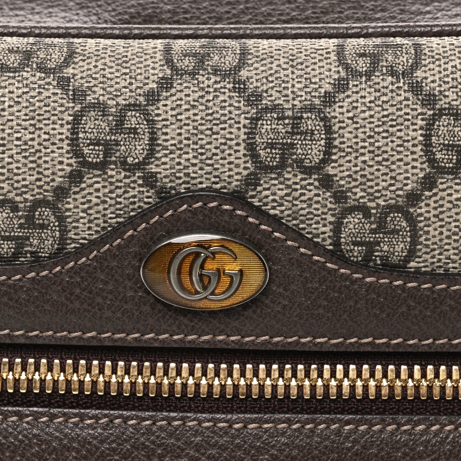 Gucci GG Supreme Monogram Web Small Ophidia Shoulder Bag Brown