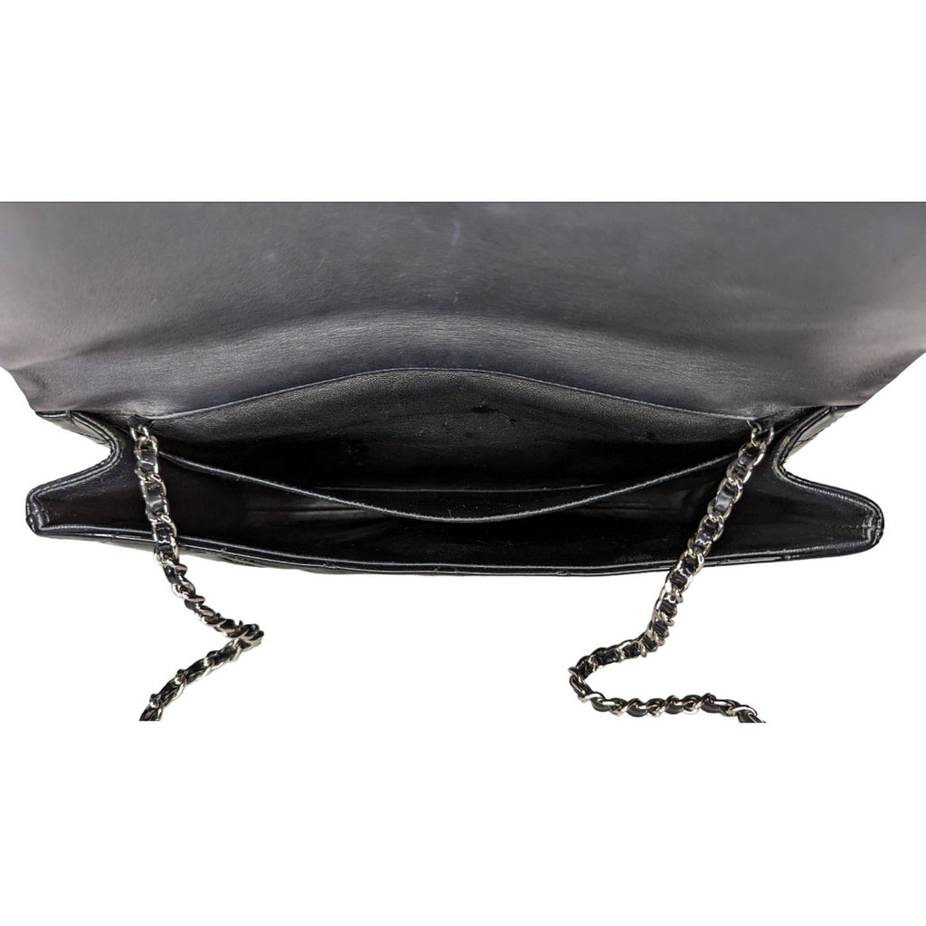 Chanel bag Black Patent Leather New Clutch With Chain CWC