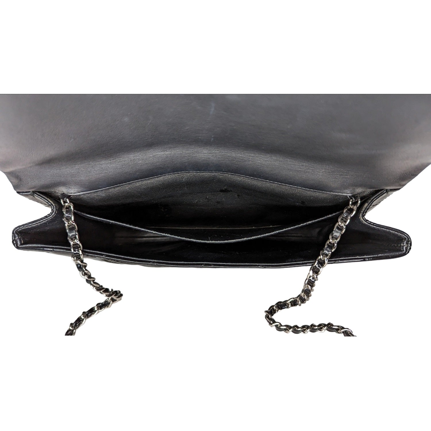 Chanel bag Black Patent Leather New Clutch With Chain CWC