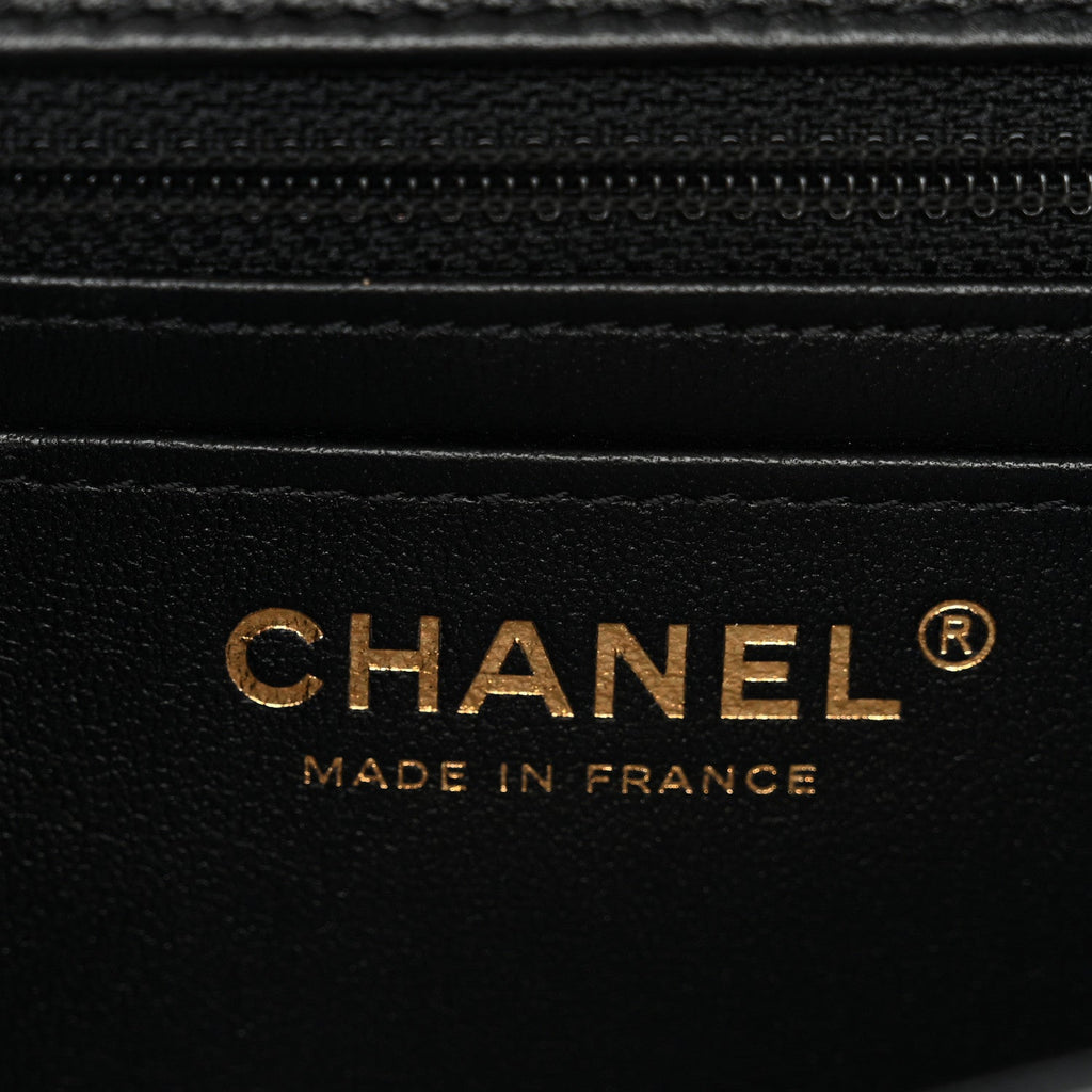 Chanel Lambskin Quilted Mini Rectangular Flap Black