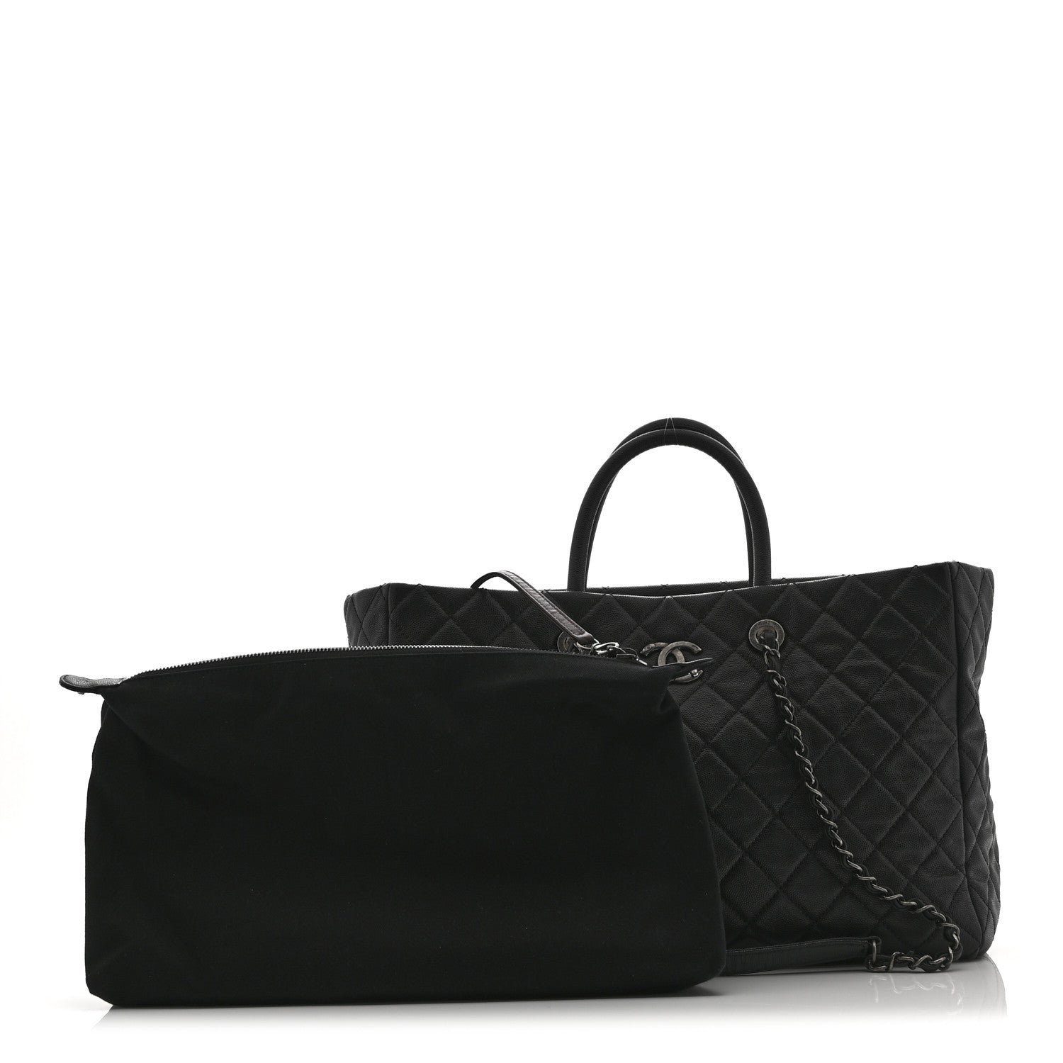 Chanel Caviar Quilted Large Coco Handle Shopping Tote Black