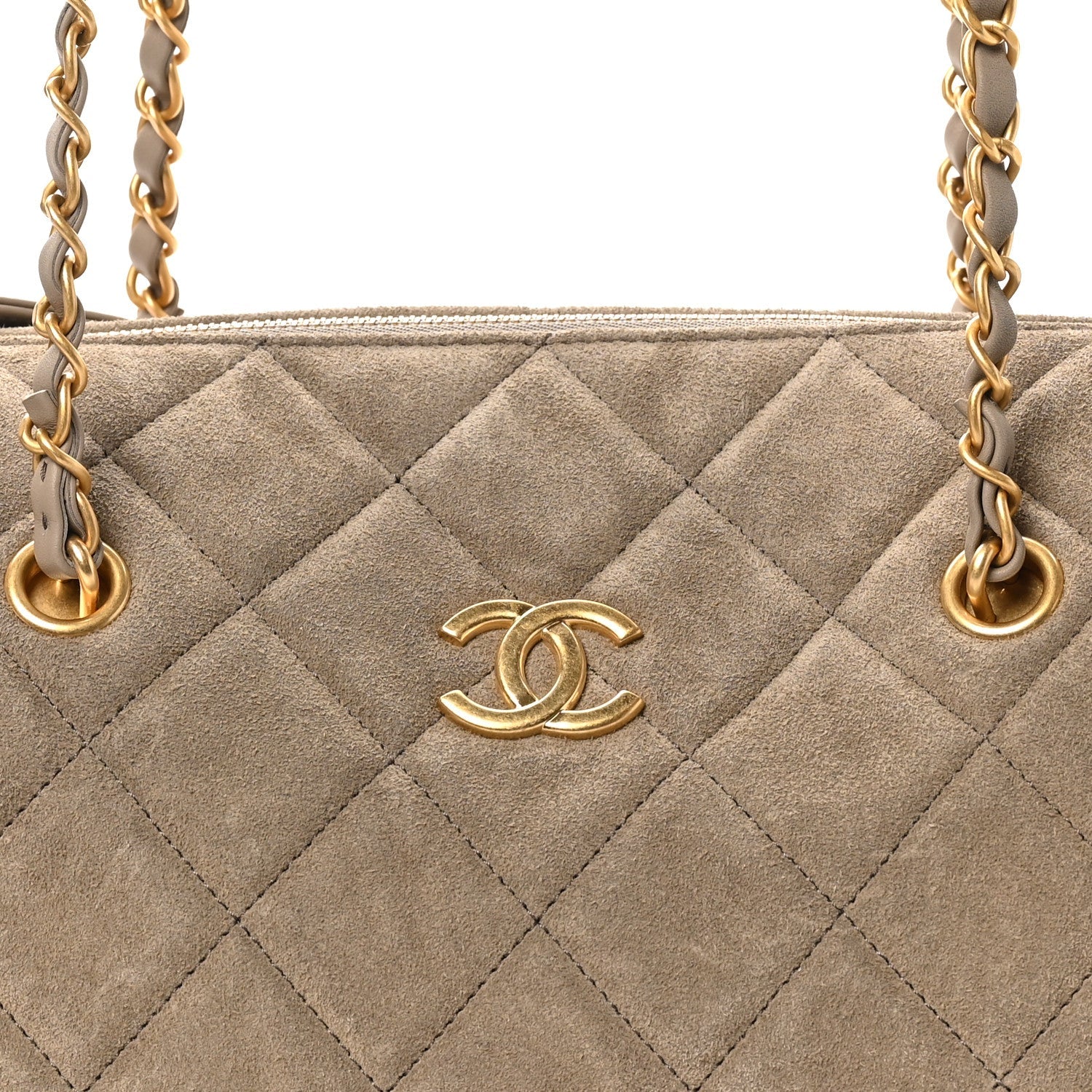 Chanel Suede Quilted Chanel 25 Bowling Bag Dark Grey