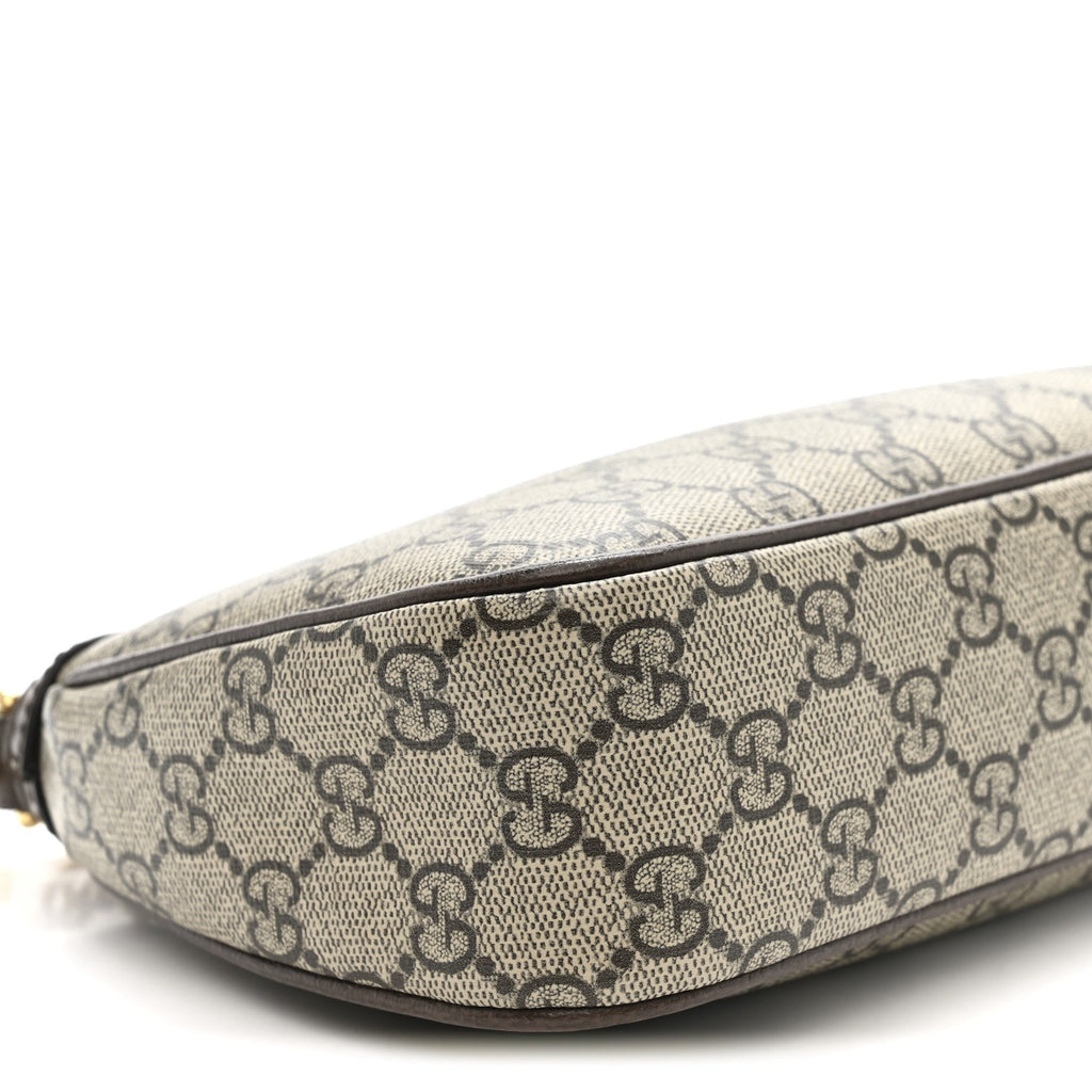 Gucci GG Supreme Monogram Textured Dollar Calfskin Web Small Ophidia GG Handbag Beige Ebony New Acero