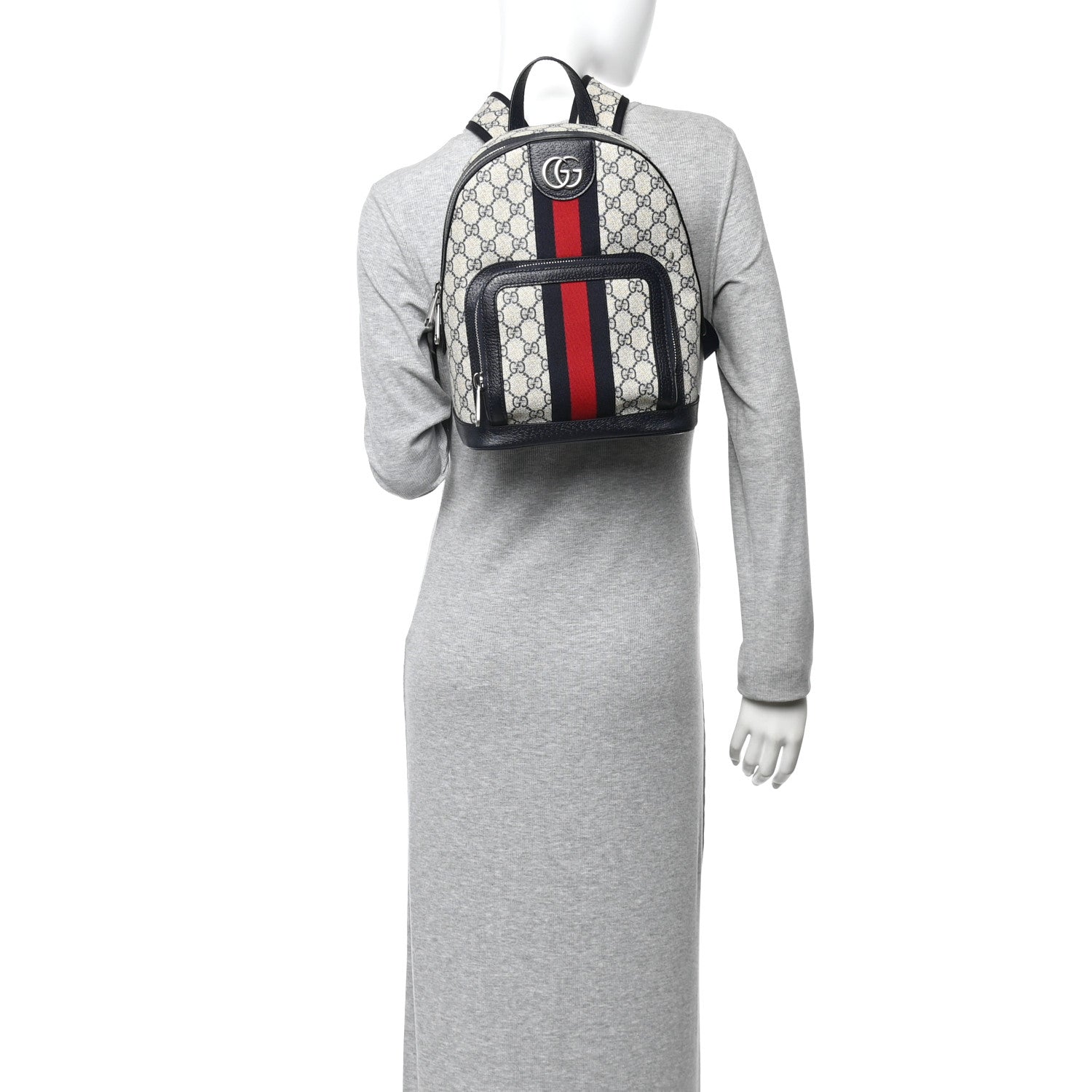 Gucci GG Supreme Monogram Textured Dollar Calfskin Web Small Ophidia Day Backpack Beige Blue Black