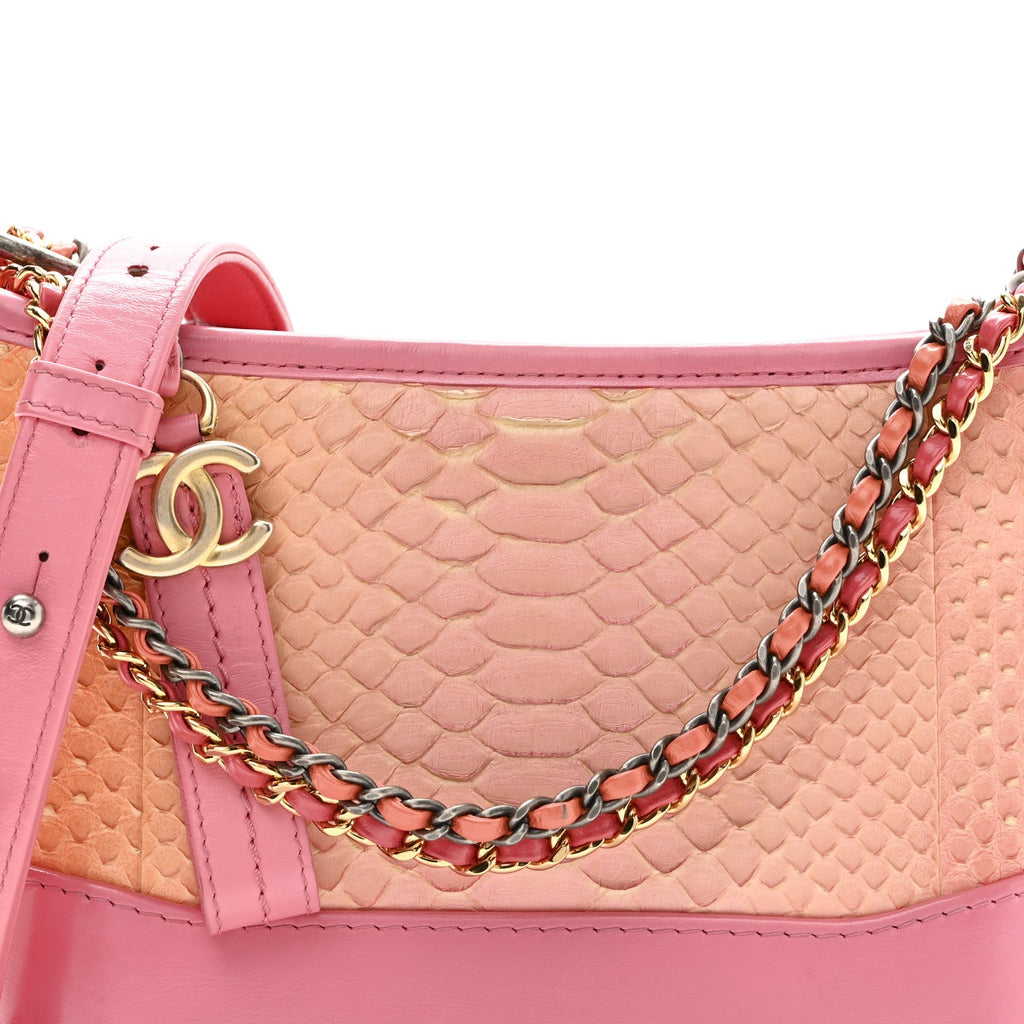 Chanel Snakeskin Small Gabrielle Hobo Pink