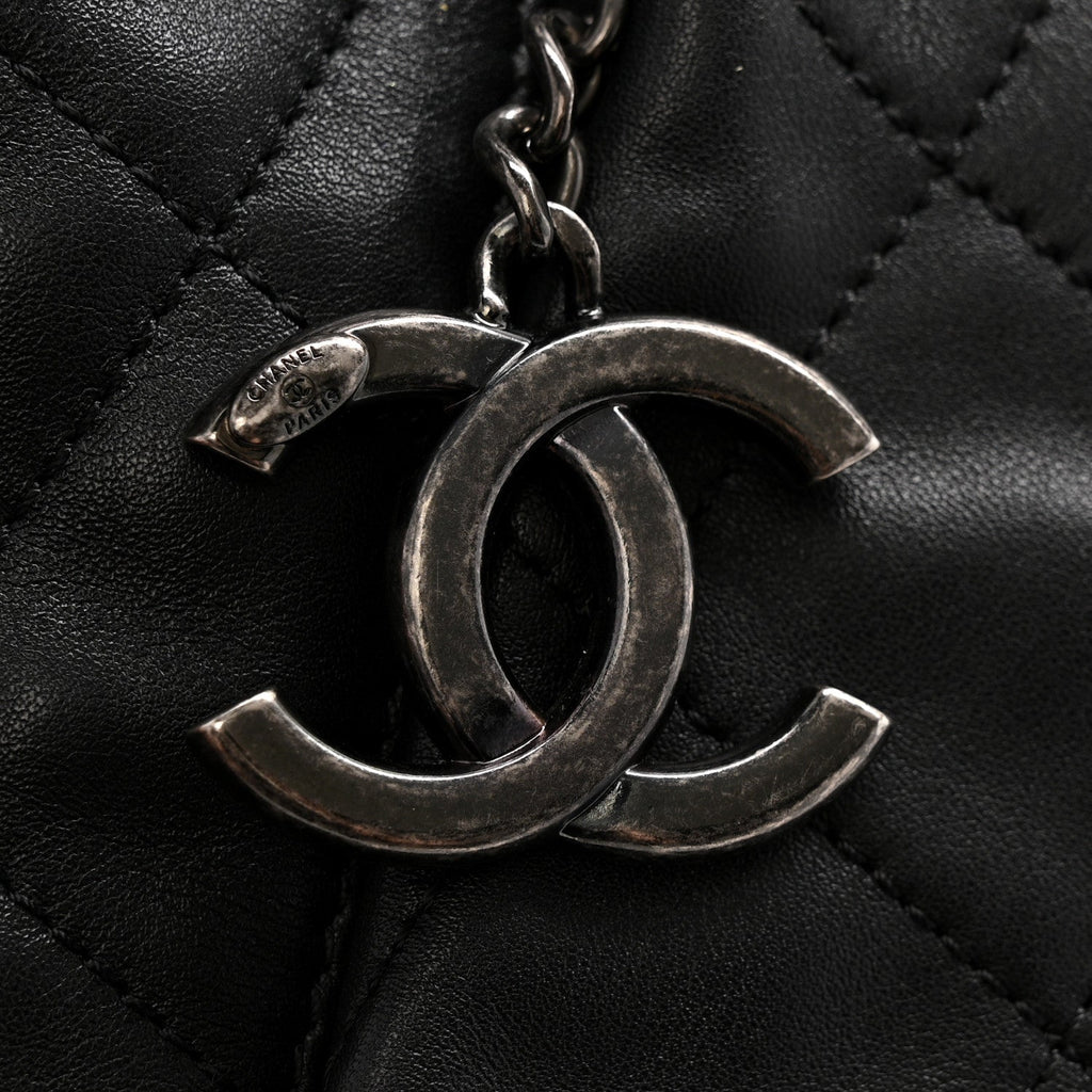 Chanel Calfskin Quilted Large Coco Pleats Tote Black