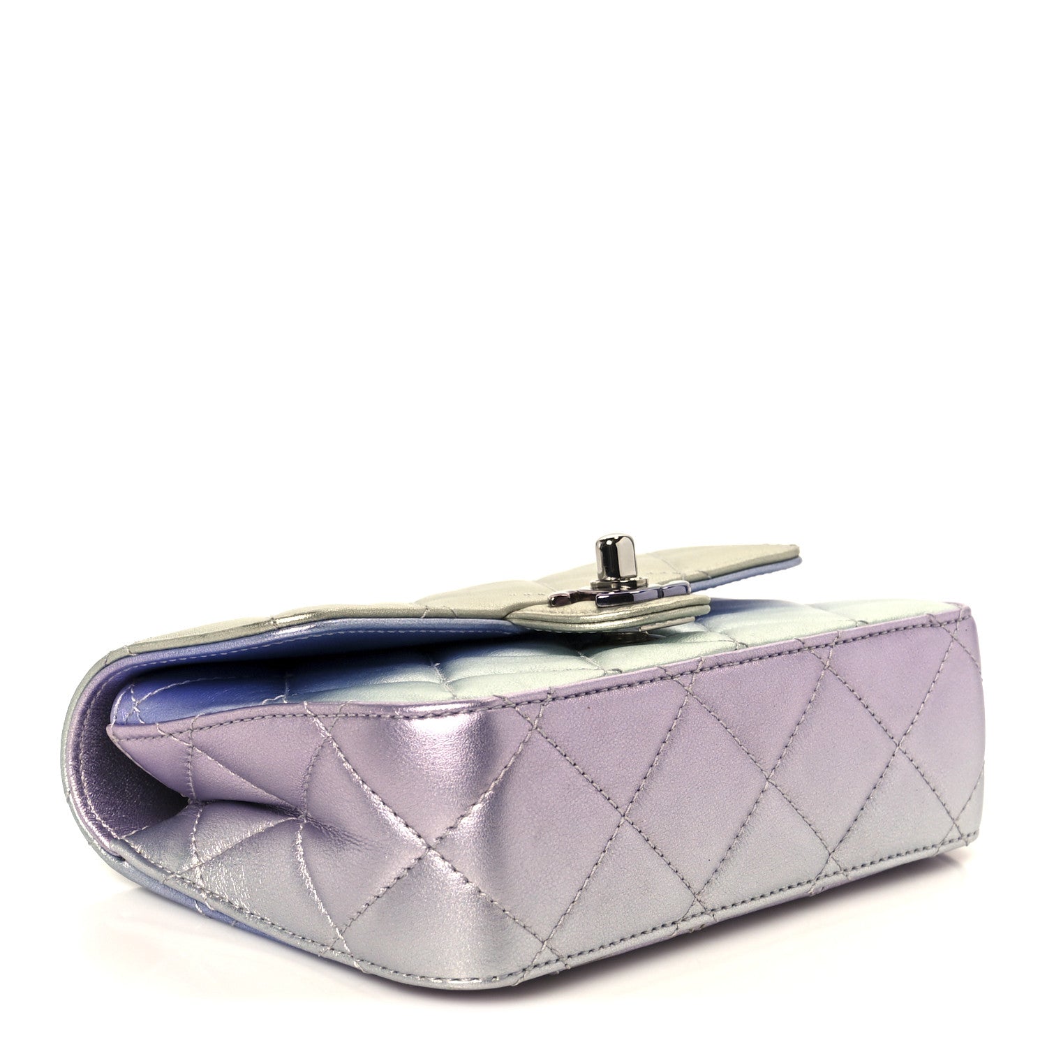 Chanel Gradient Metallic Calfskin Quilted Clutch Silver Blue Yellow Purple