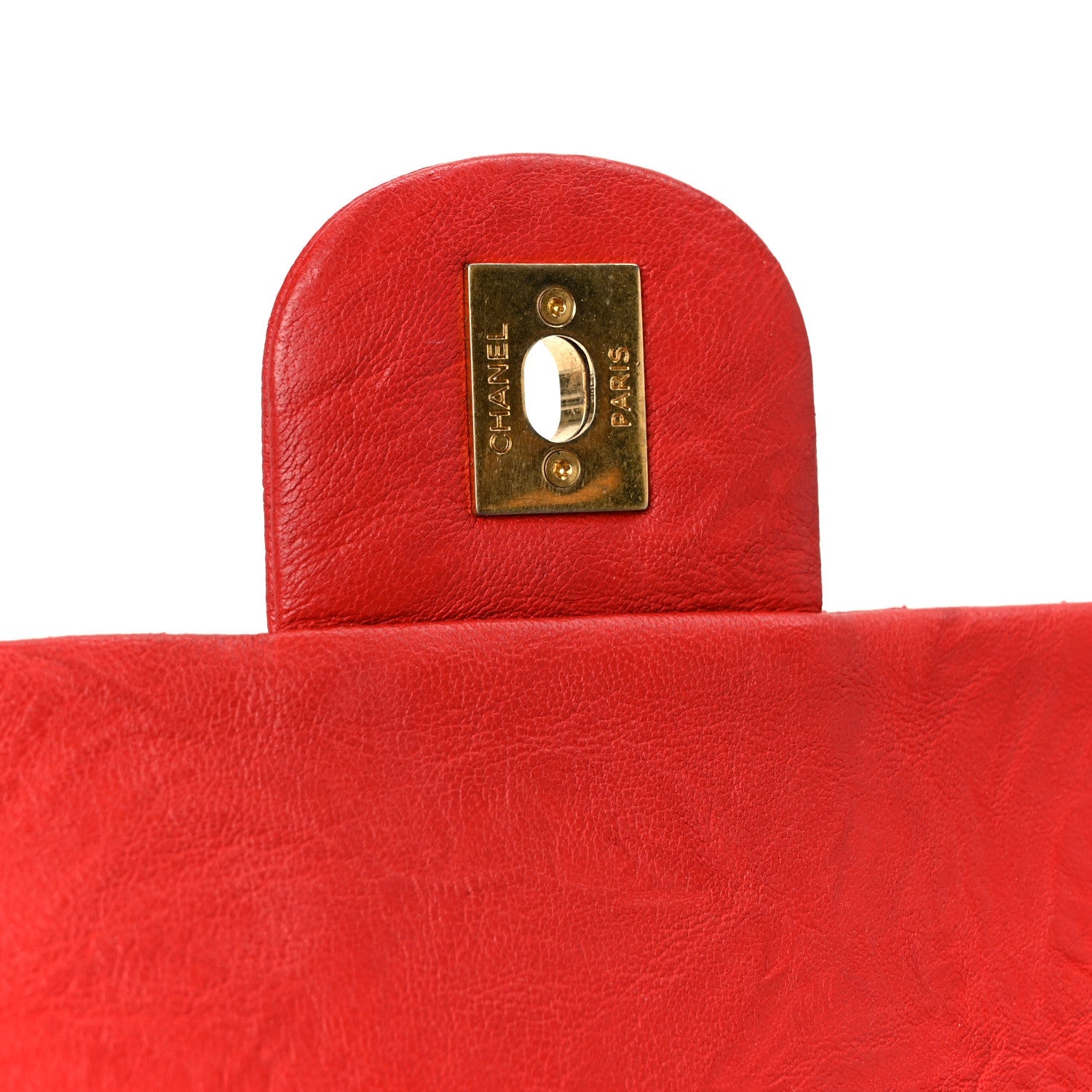Chanel Wrinkled Lambskin Chevron Quilted Medium Flap Red