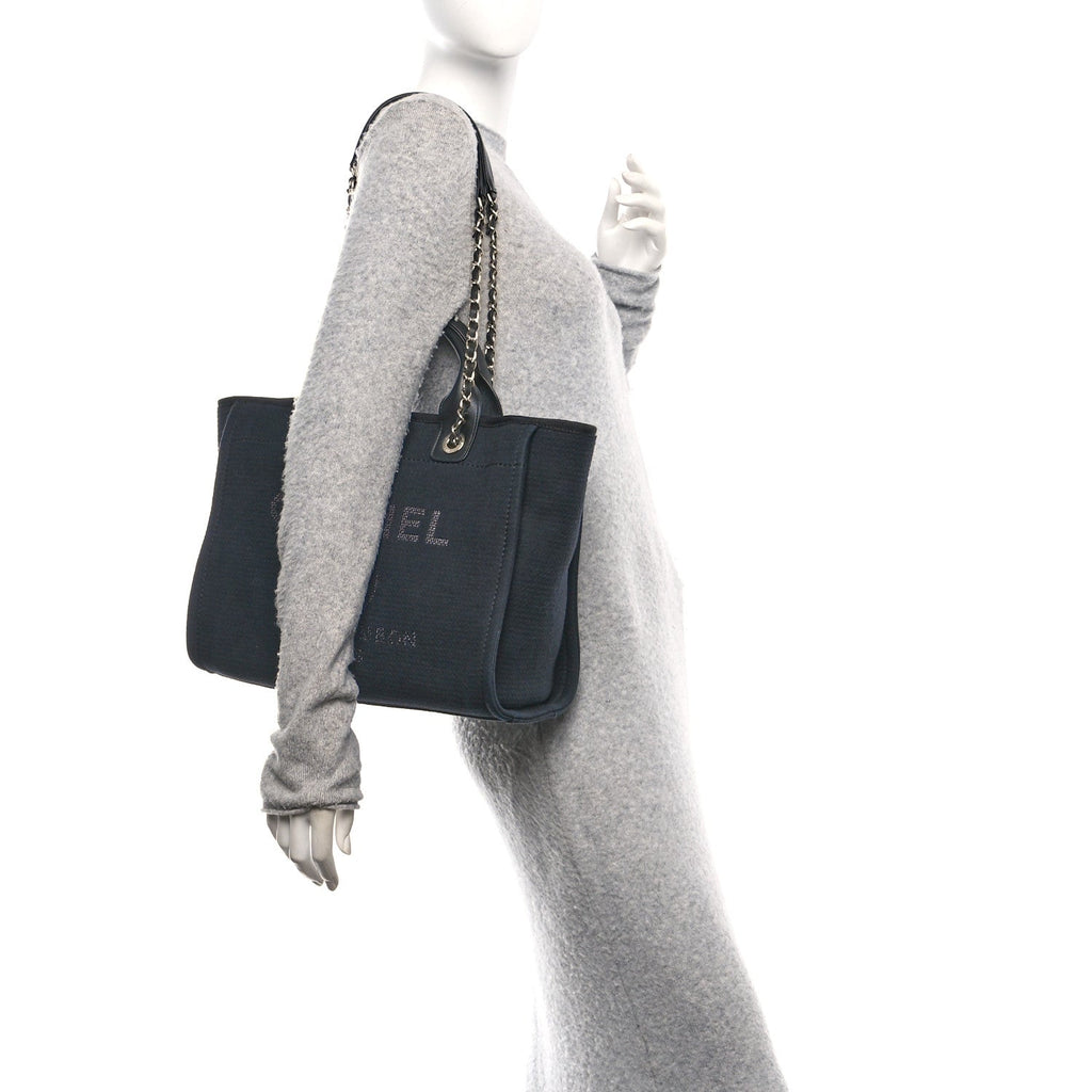 Chanel Mixed Fibers Small Deauville Tote Black