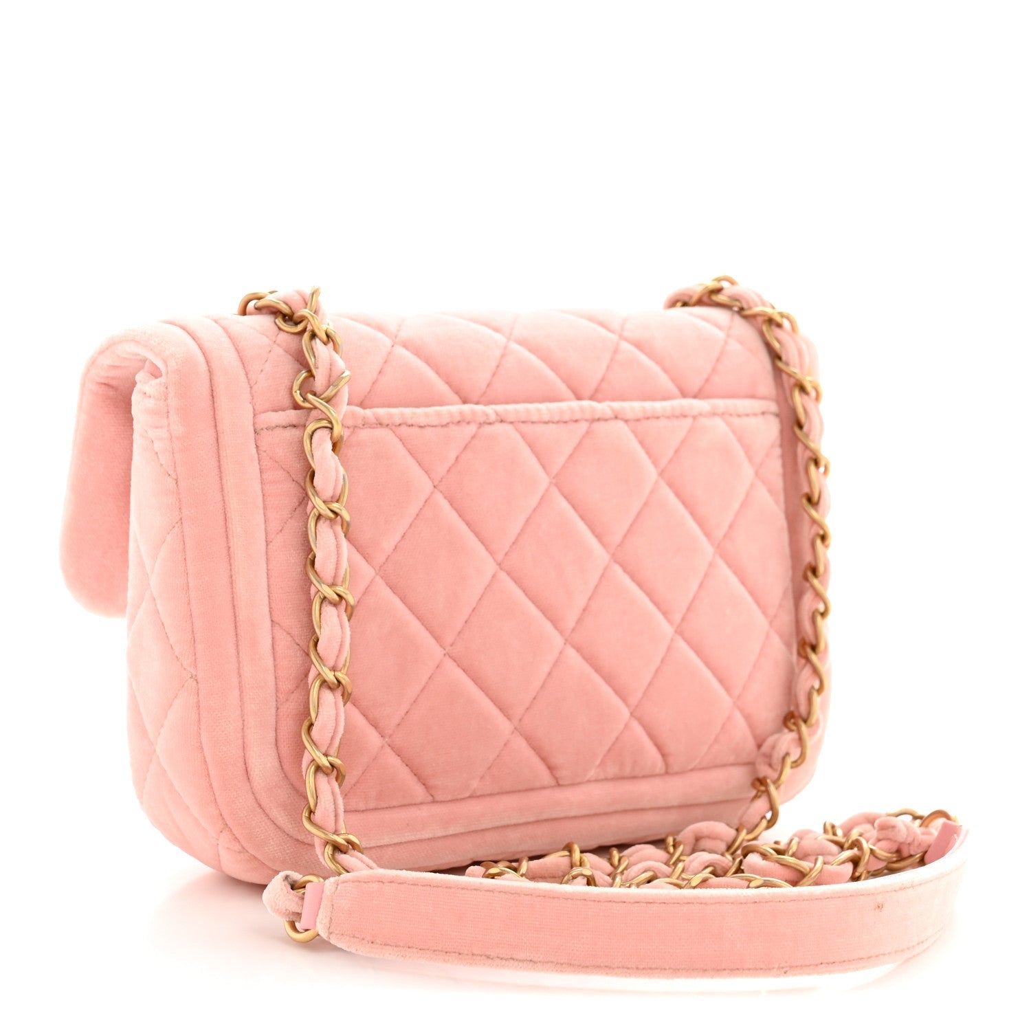 Chanel Velvet Quilted Mini Flap Pink