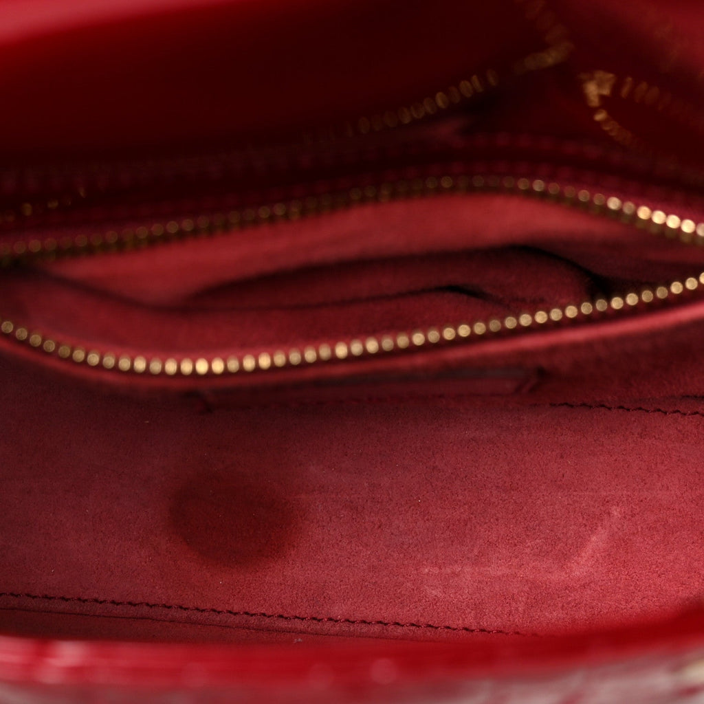 Christian Dior Patent Cannage Mini Lady Dior Red