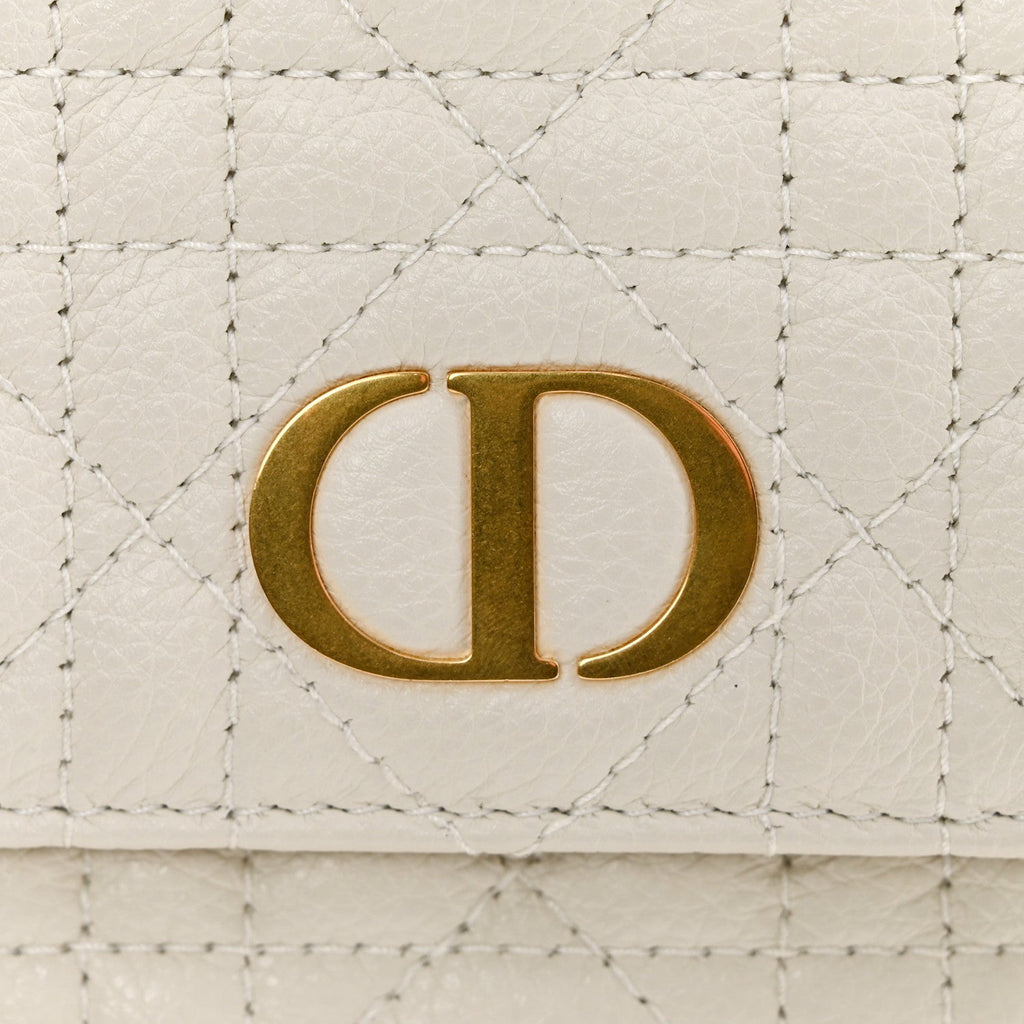 Christian Dior Supple Calfskin Caro Pouch with Chain Latte