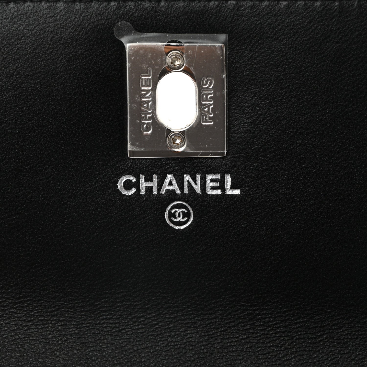 Chanel Lambskin Quilted Metal Top Handle Crossbody Flap Black
