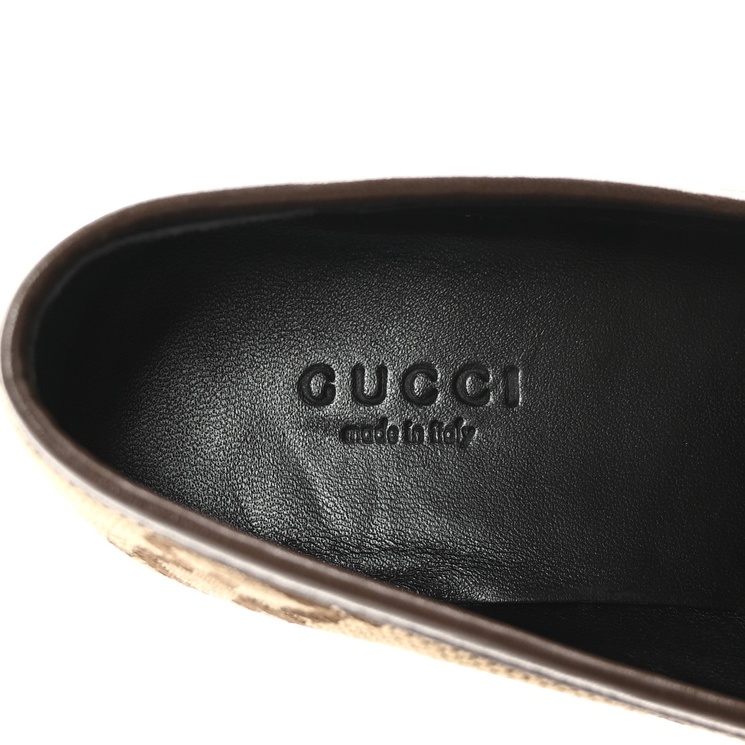 Gucci Monogram Jumbo GG Malaga Kid Horsebit Womens Jordaan Loafers 36.5 Camel Ebony New Acero Beige