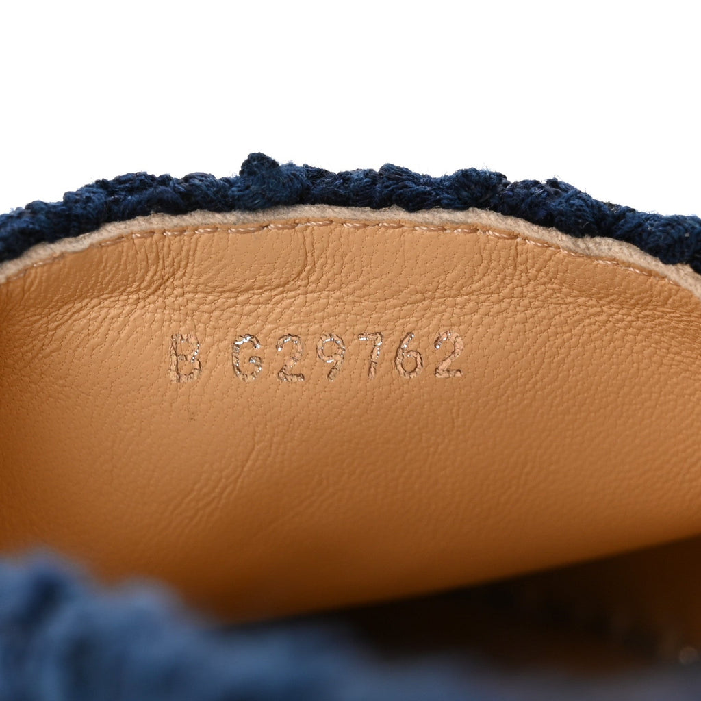 Chanel Tweed Grosgrain CC Espadrilles 37 Navy Black