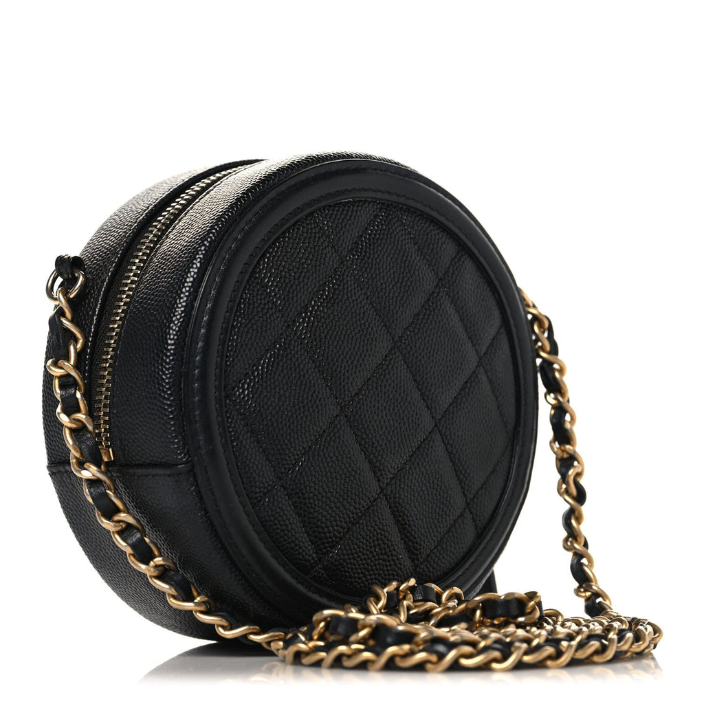 Chanel Caviar Quilted Round Filigree Crossbody Black