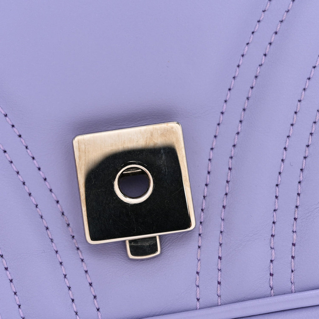 Gucci Calfskin Matelasse Small GG Marmont Shoulder Bag Lapis