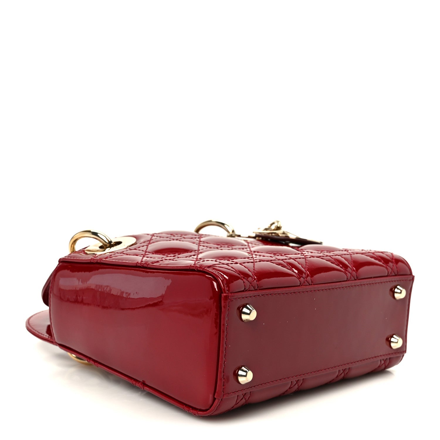 Christian Dior Patent Cannage Mini Lady Dior Red