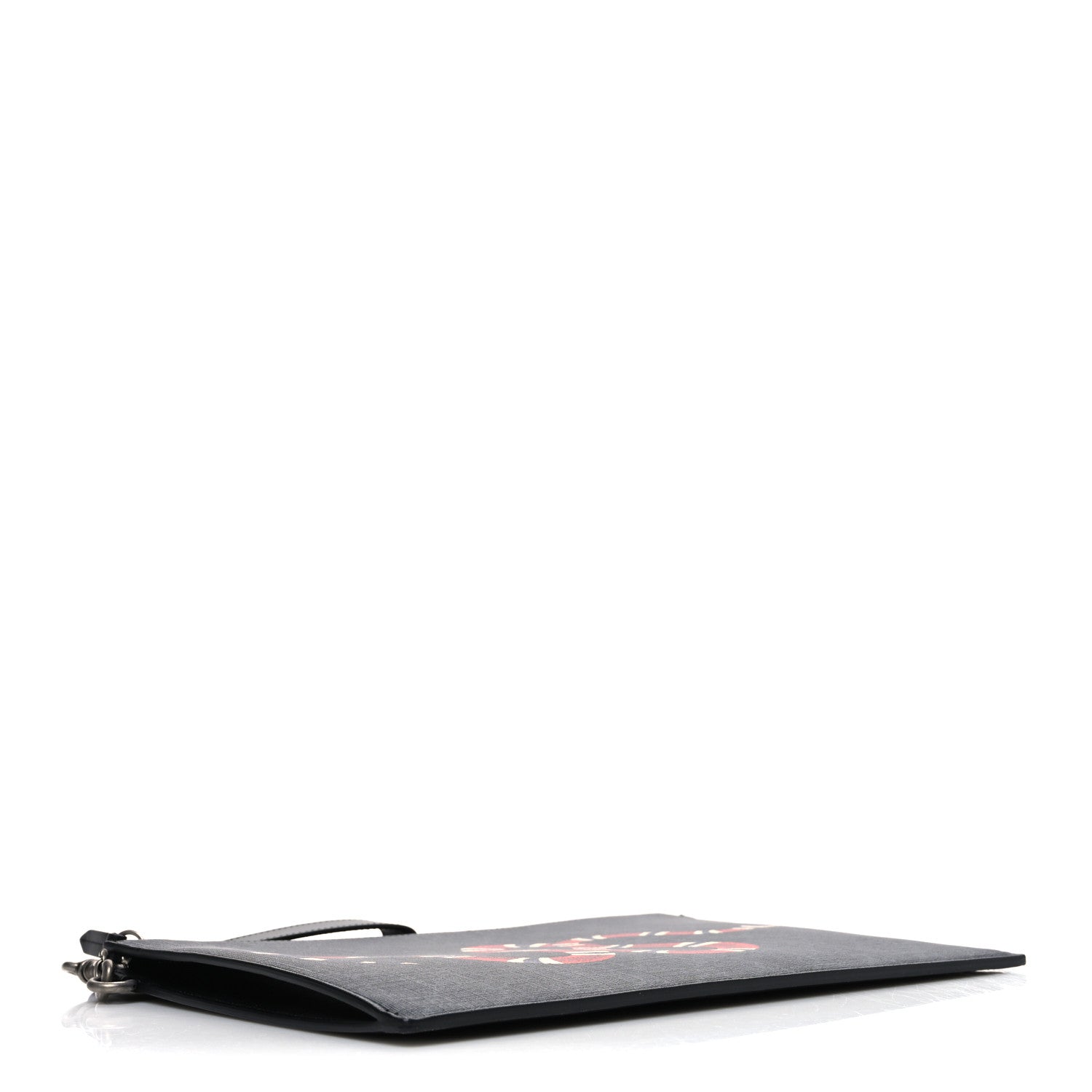 Gucci GG Supreme Monogram Kingsnake Zip Wristlet Pouch Black Grey